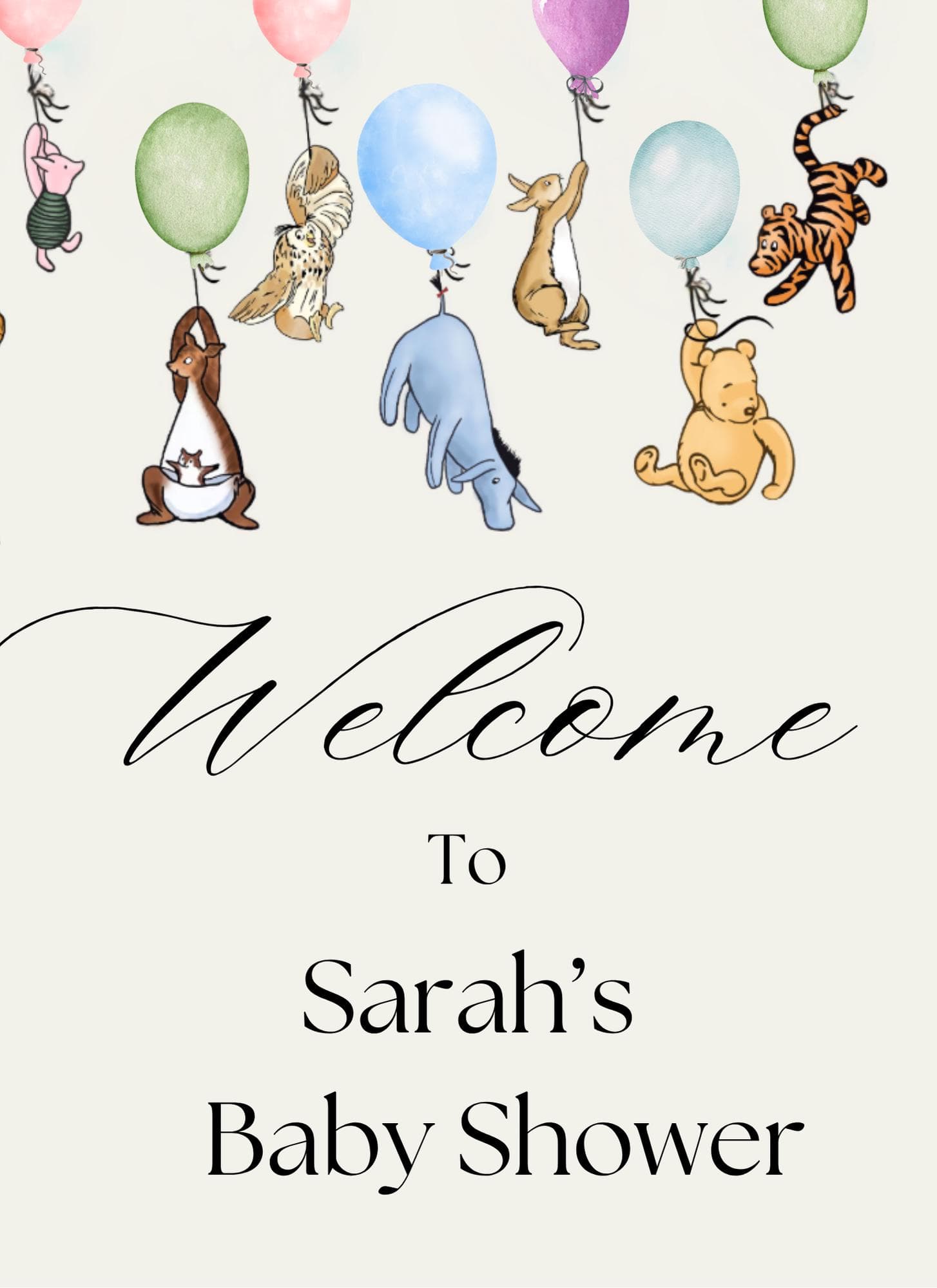 Winnie the Pooh Welcome Sign: Custom Baby Shower, 1st Birthday (Digital Download) - image 3