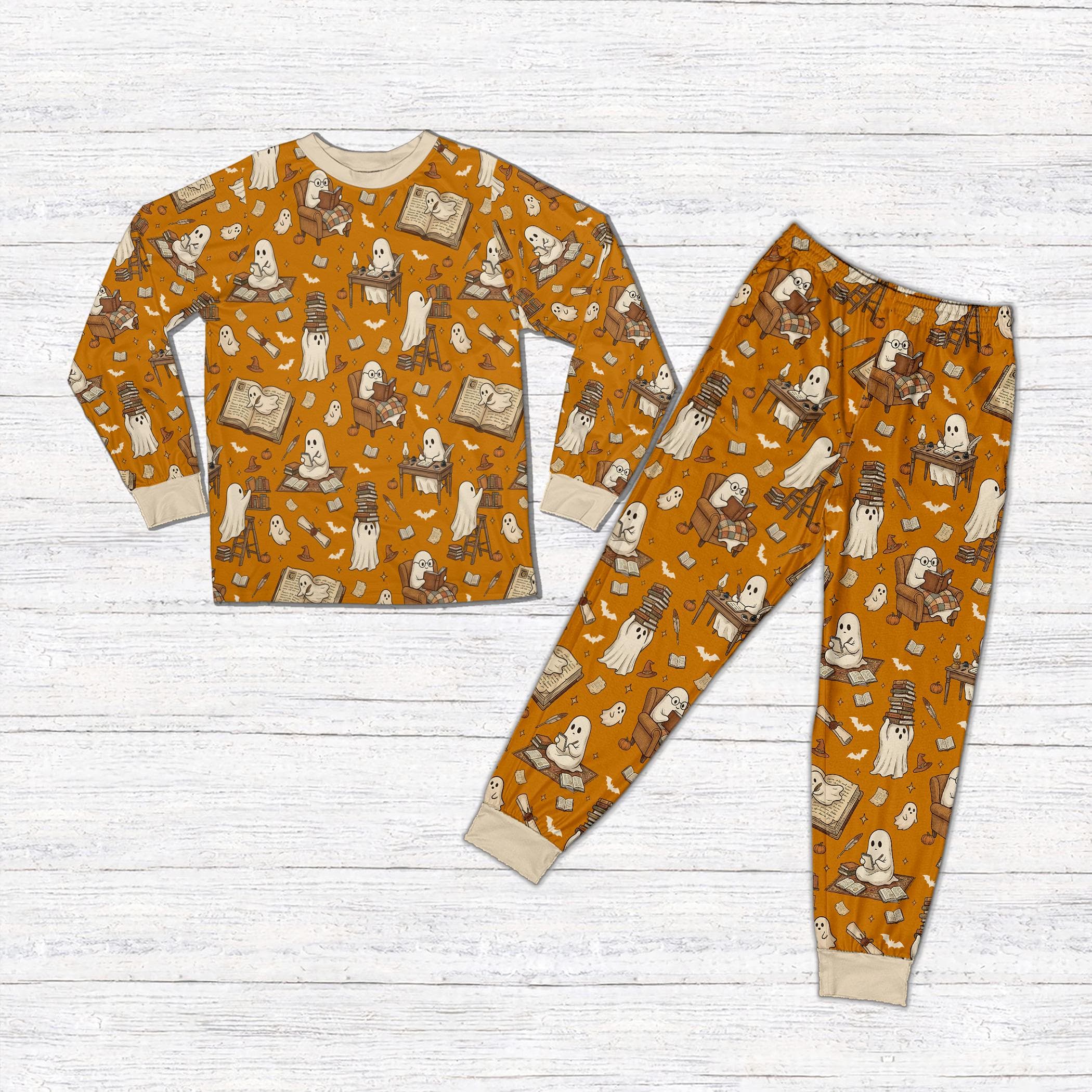 Ghost Book Pajamas, Halloween Reading Pajama Set, Cute Spooky Book Lover Sleepwear for Kids Adults Family - image 4