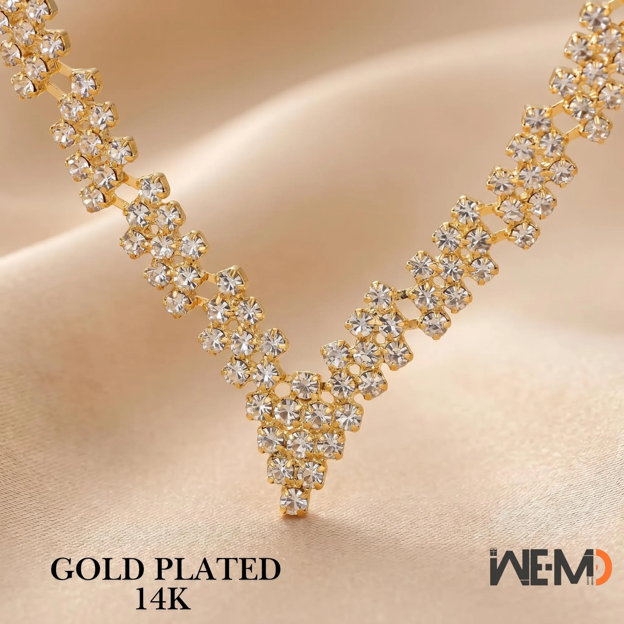 V Shape Bridal Necklace, Personalized Gift Box, Crystal Rhinestone Necklace Set, Bridesmaid Proposal Gift, Gold or Silver - image 3