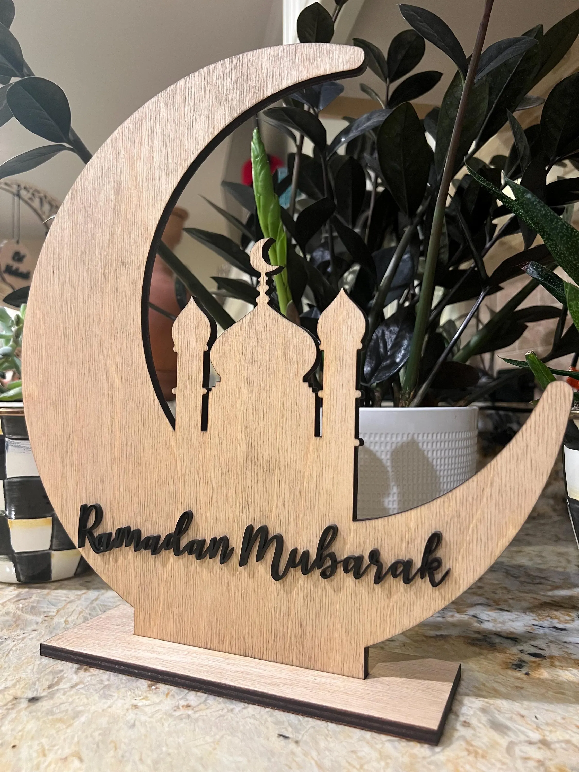 Ramadan Decor | Ramadan Mubarak Wooden and Acrylic Table Sign | Handmade Islamic Home Decor | Ramadan Decoration | Perfect Gift for Ramadan - image 3