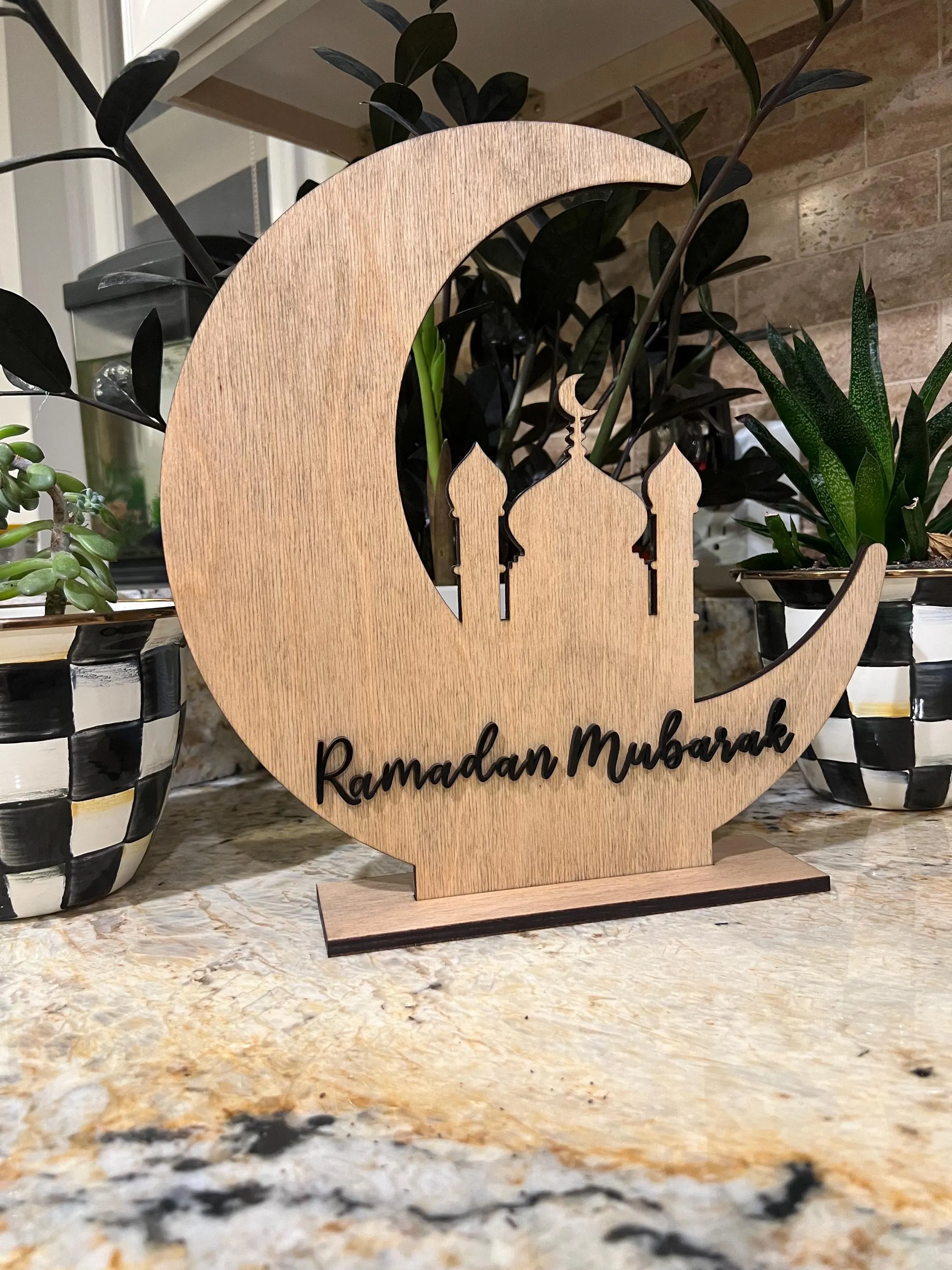 Ramadan Decor | Ramadan Mubarak Wooden and Acrylic Table Sign | Handmade Islamic Home Decor | Ramadan Decoration | Perfect Gift for Ramadan - image 5