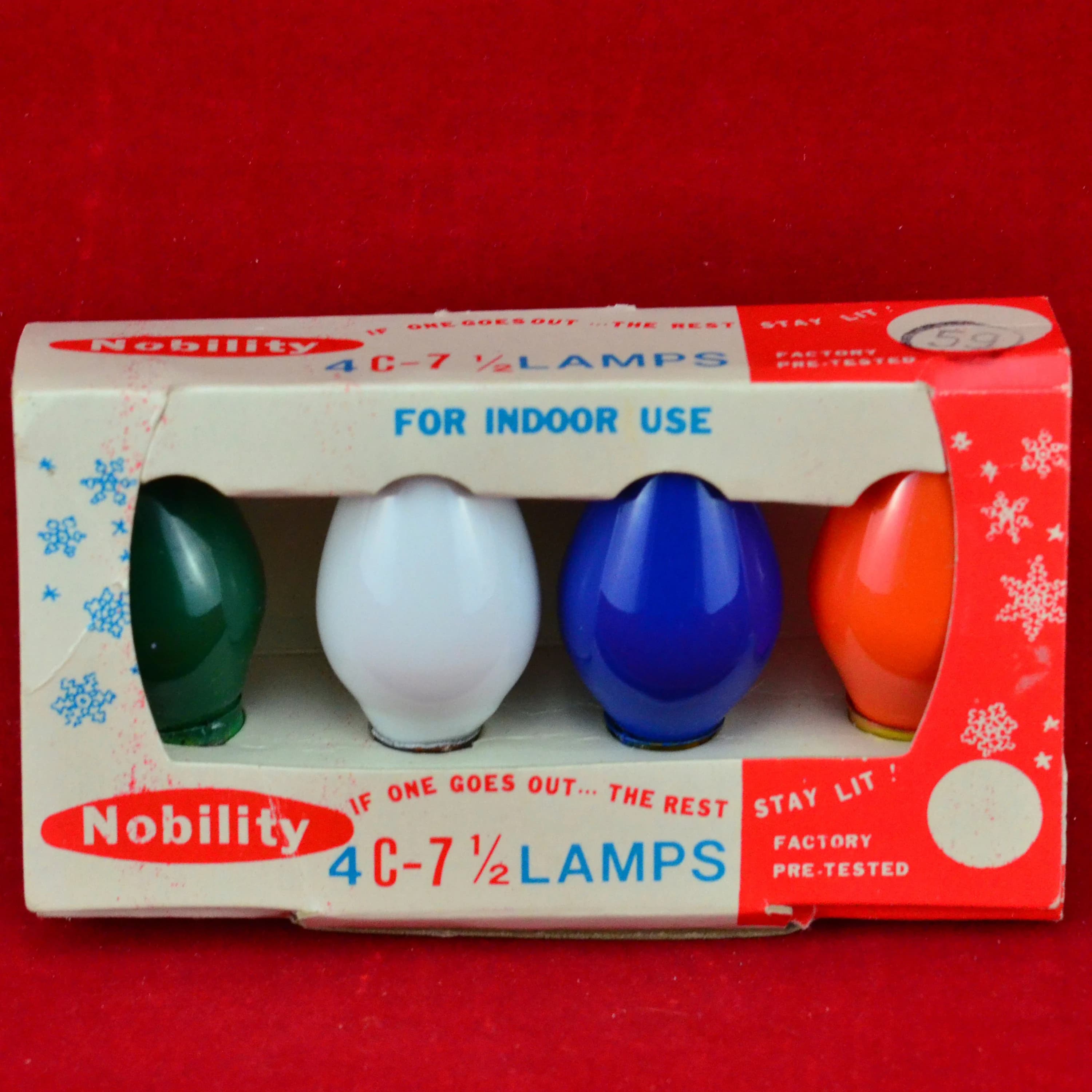 Vintage Multi Color Nobility Candelabra Lamps Replacement Light Bulbs – C-7 1/2 - Original Box - Christmas Tree Decorations - Made In Korea