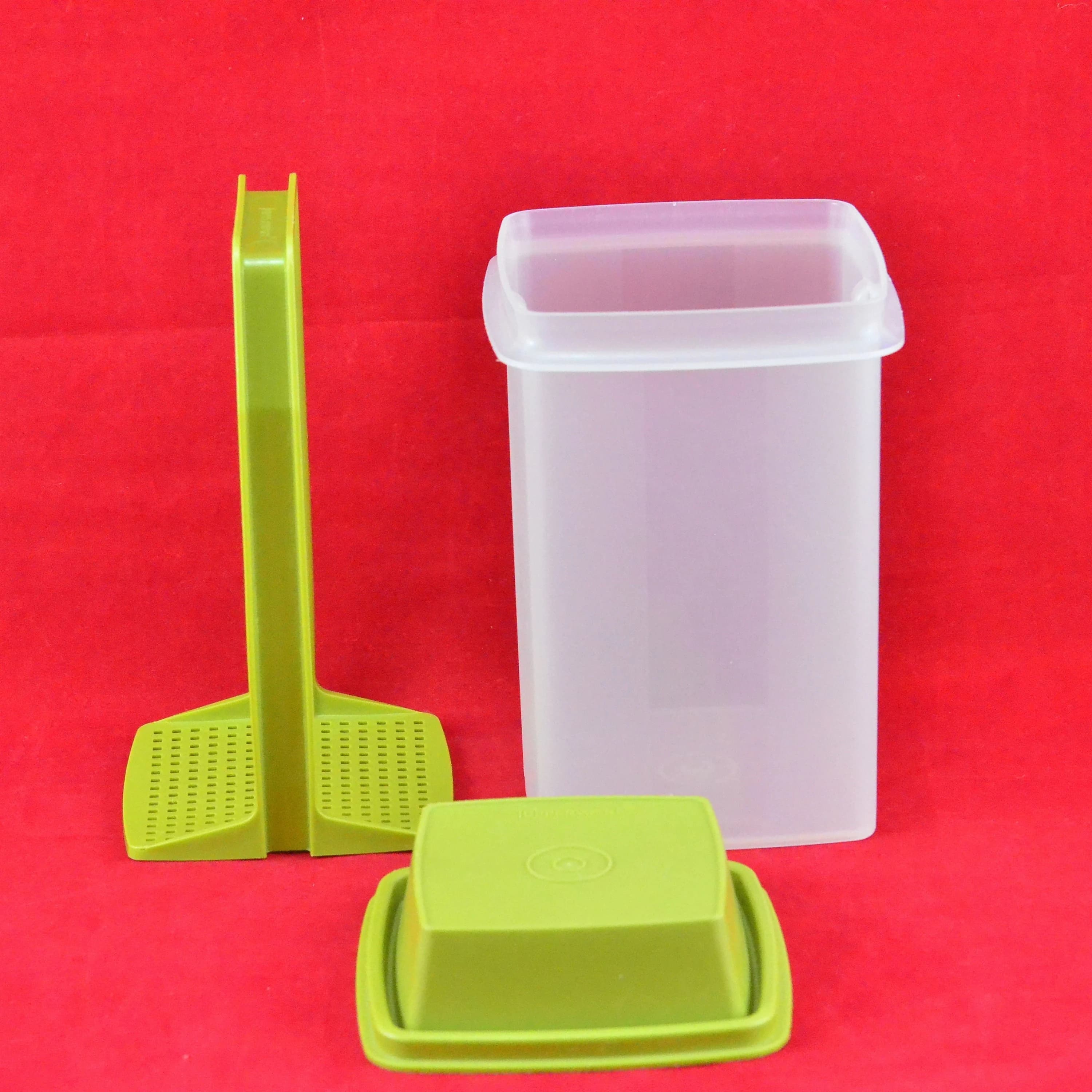 Vintage Tupperware Large Pick A Deli Pickle Keeper with Avocado Green Strainer & Domed Lid - 3 Piece - Food Storage Container - Made In USA