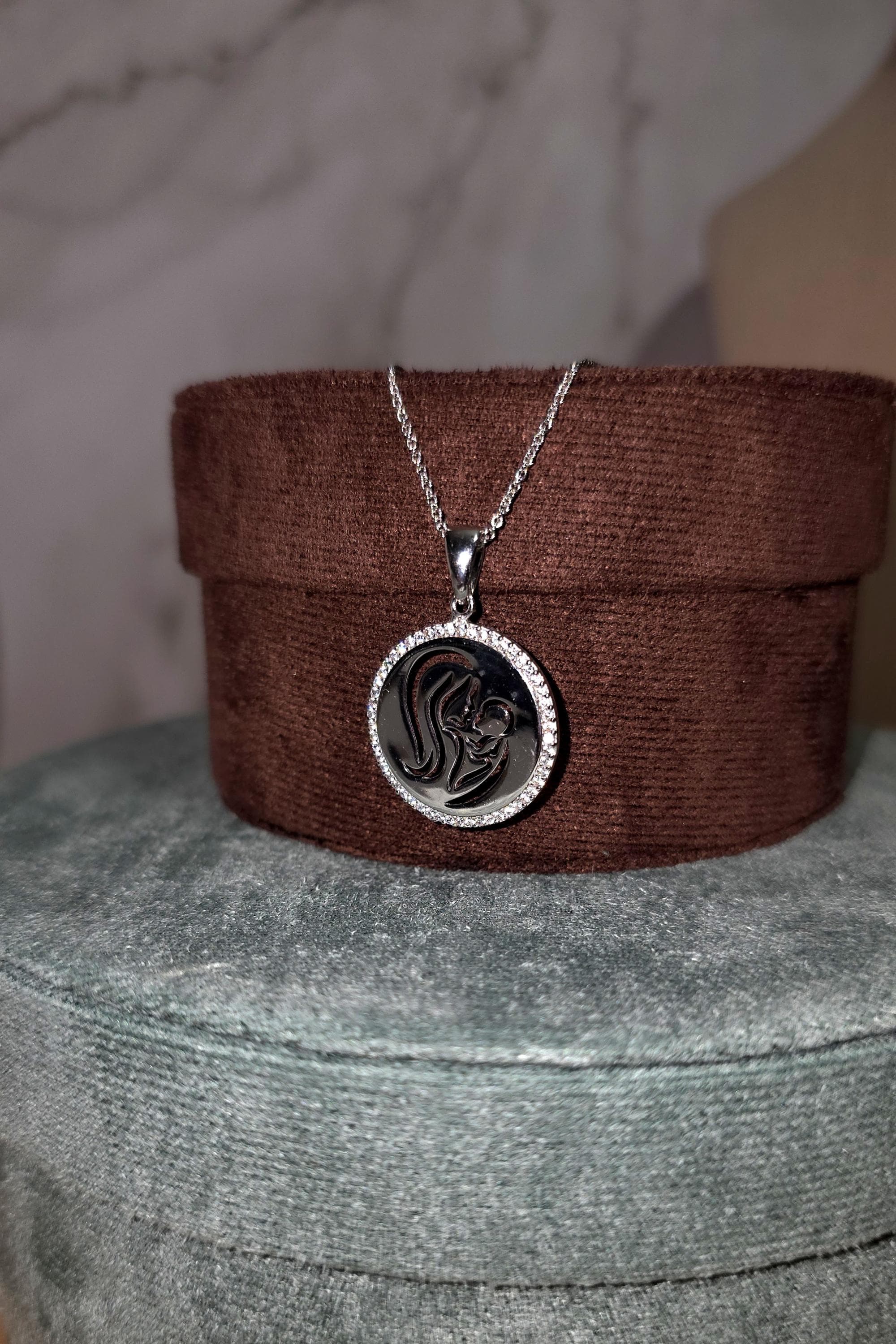 Dainty Minimalist Mother and Child Embrace Pendant Diamond Necklace - Sentimental Sterling Silver Mom & Baby Love, Baby Mama Gift for Her - image 4