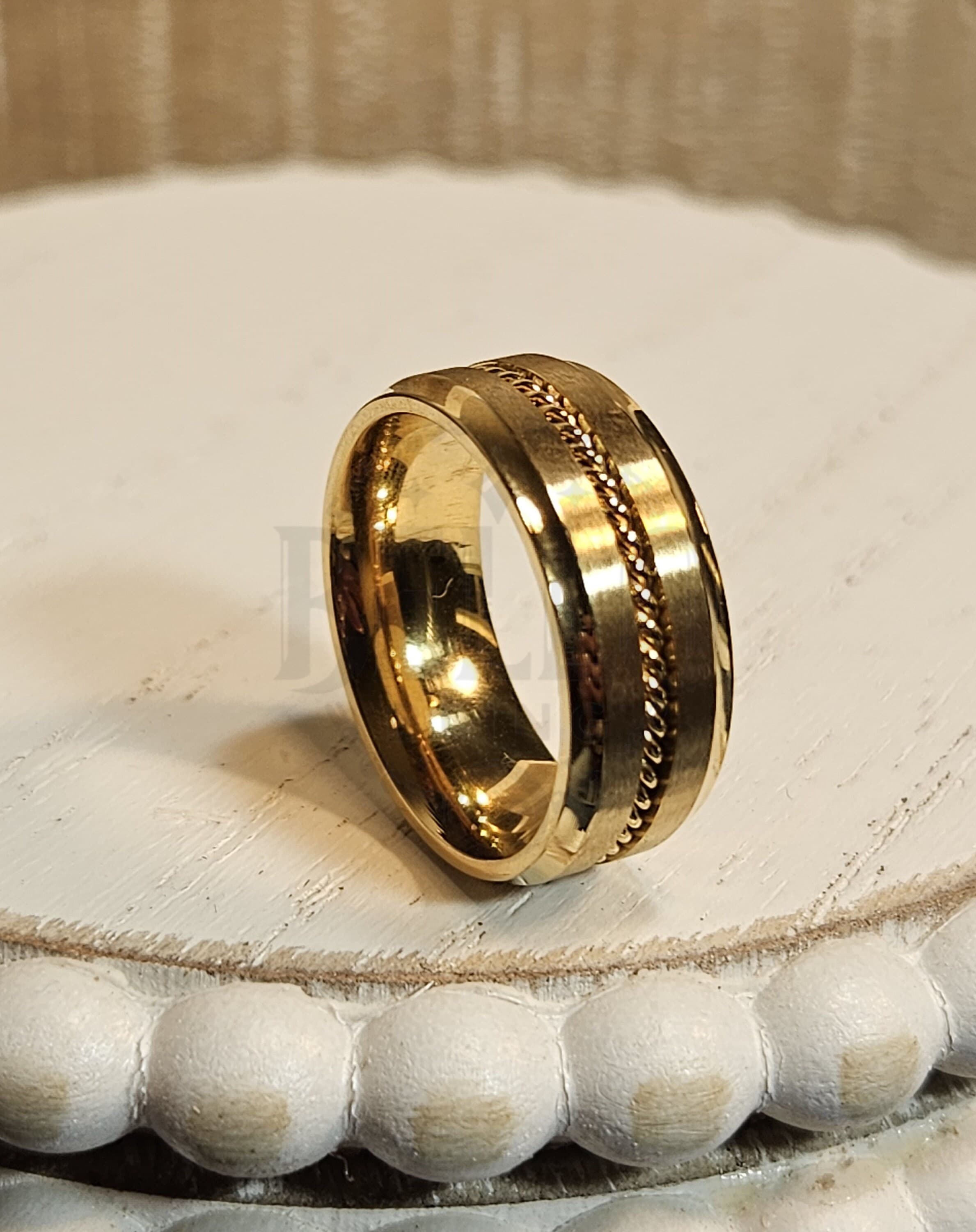 Minimalist Gold Stainless Steel Ring: Braided Wedding Band - image 4