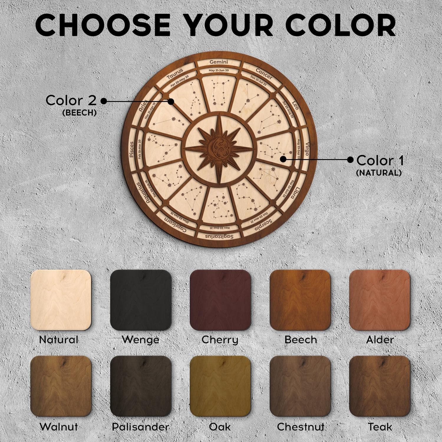 Wooden Zodiac Wheel, Astrology Chart Decor, Engraved Star Sign Wheel, Spiritual Wall Art, Constellation wheel, Mystic Home Decor - image 4