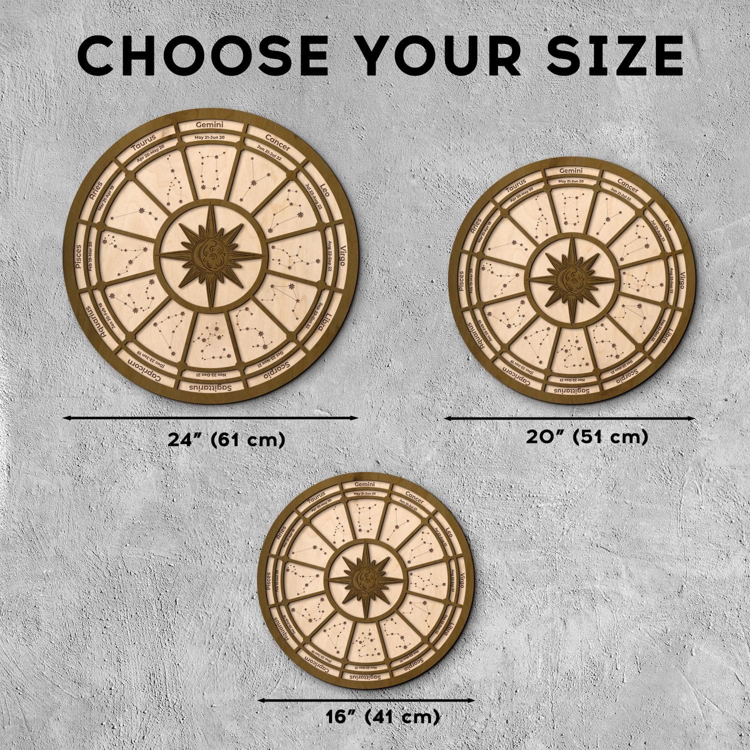 Wooden Zodiac Wheel, Astrology Chart Decor, Engraved Star Sign Wheel, Spiritual Wall Art, Constellation wheel, Mystic Home Decor - image 3