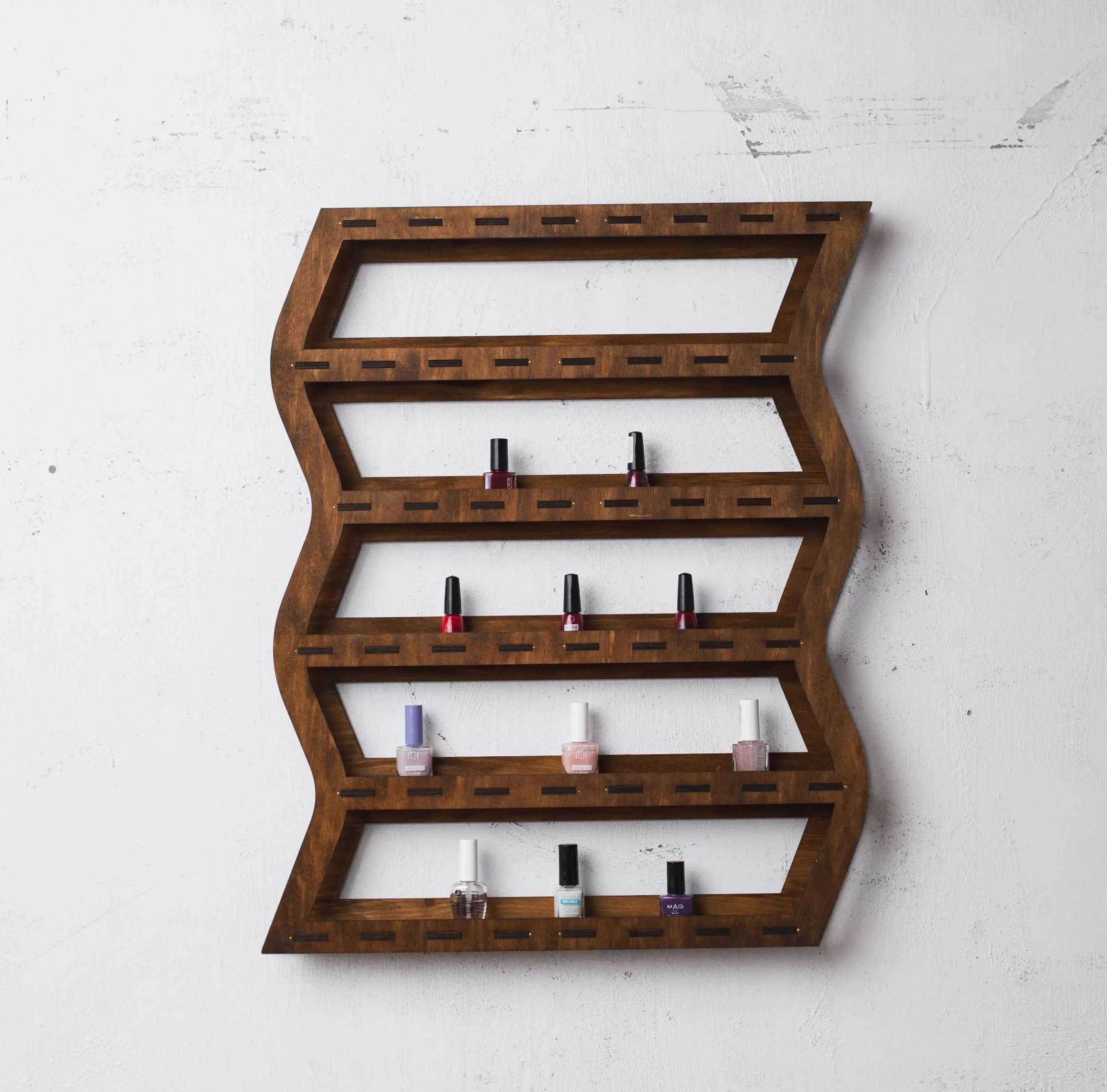 Wooden nail polish shelves, Nail polish wall display, Nail polish wall rack, Nail polish wall organizer, Nail studio wall,Nail polish holder - image 3