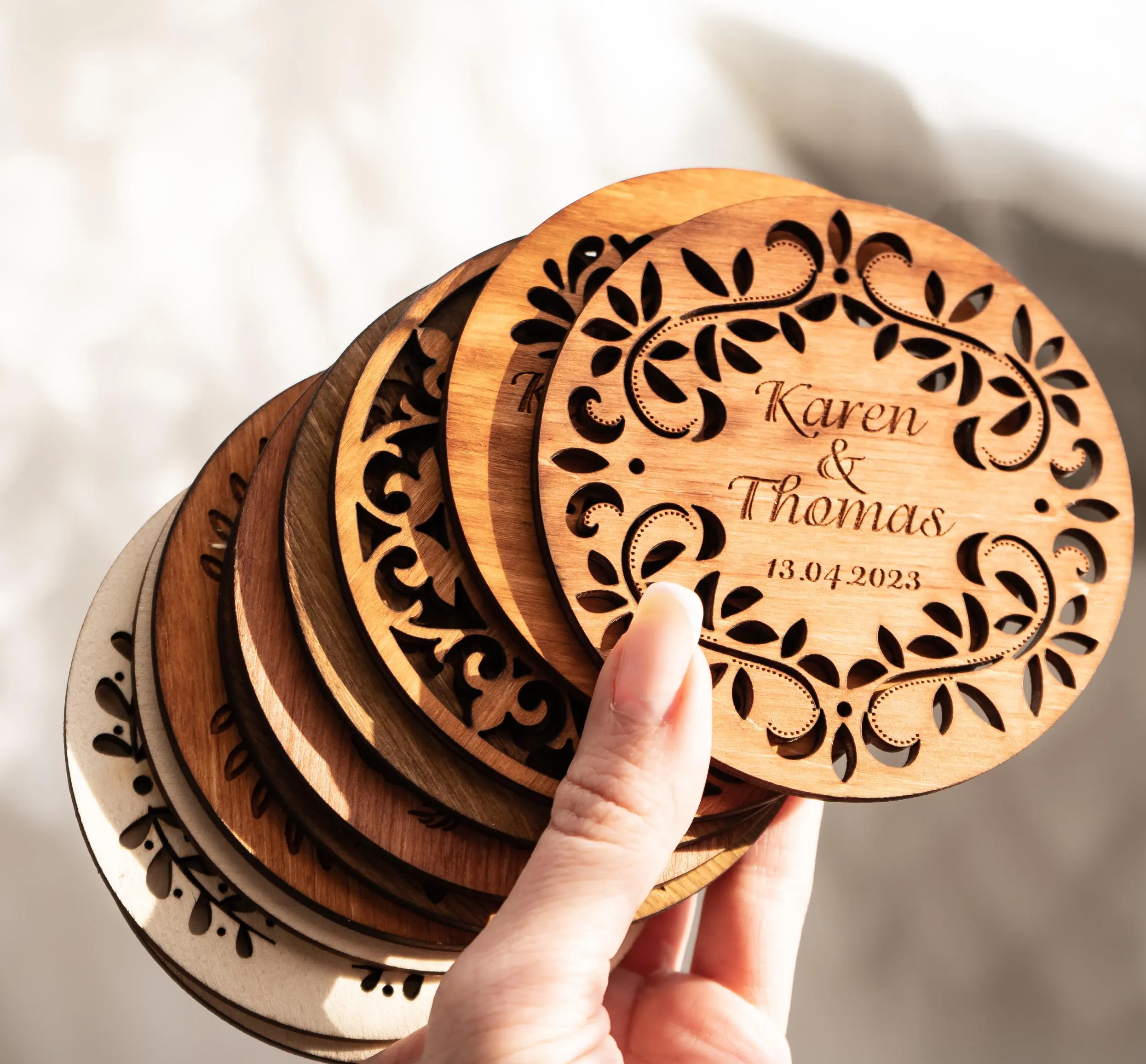 Wedding favors in bulk coasters, Personalized wedding favor coasters, Wedding party favors in bulk rustic, Wedding gifts for guests in bulk - image 4