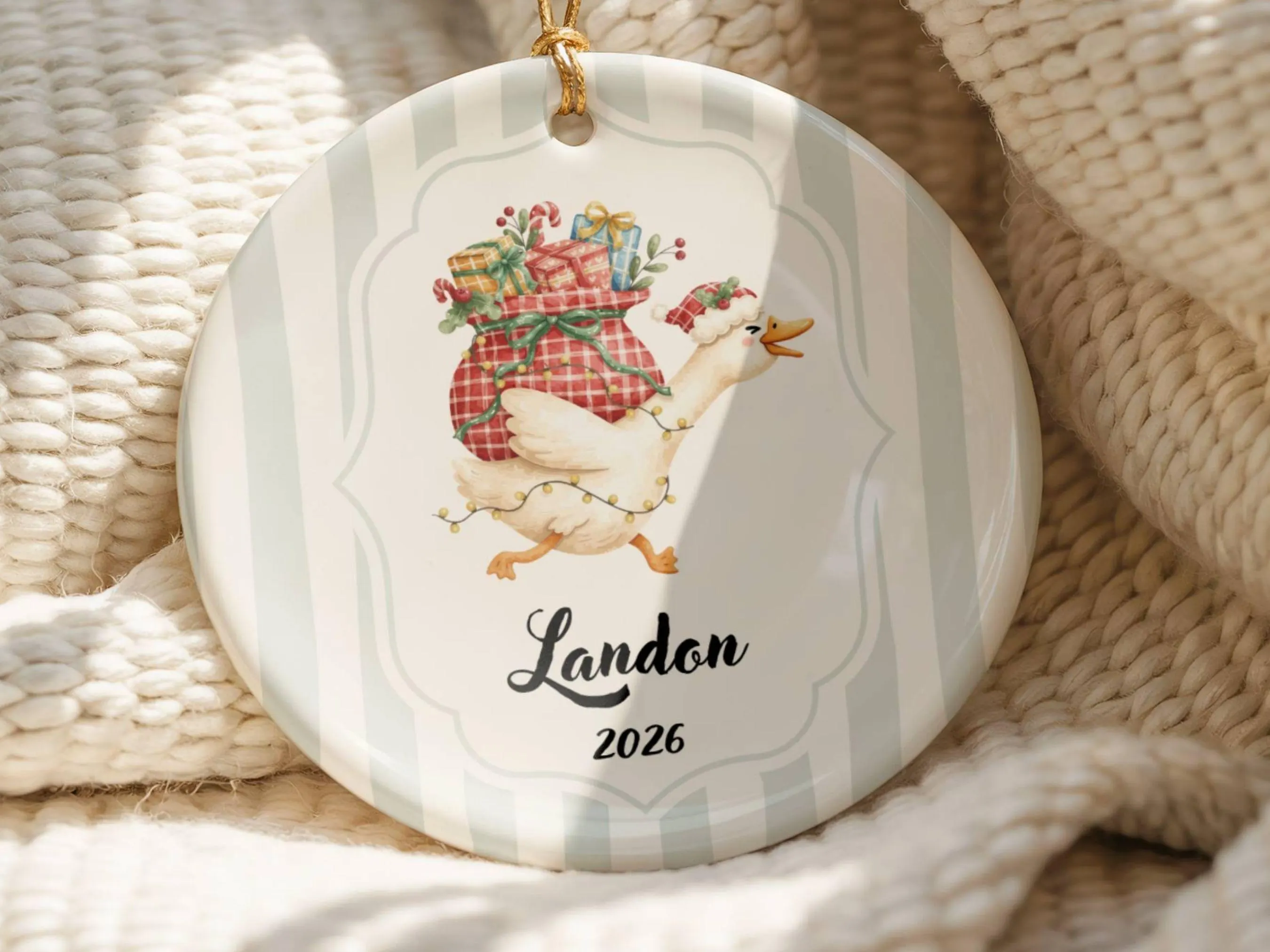 Silly Goose Personalized Ornament • Custom Name Tag Christmas Ornament • Funny Family & Friend Gift Label - image 3