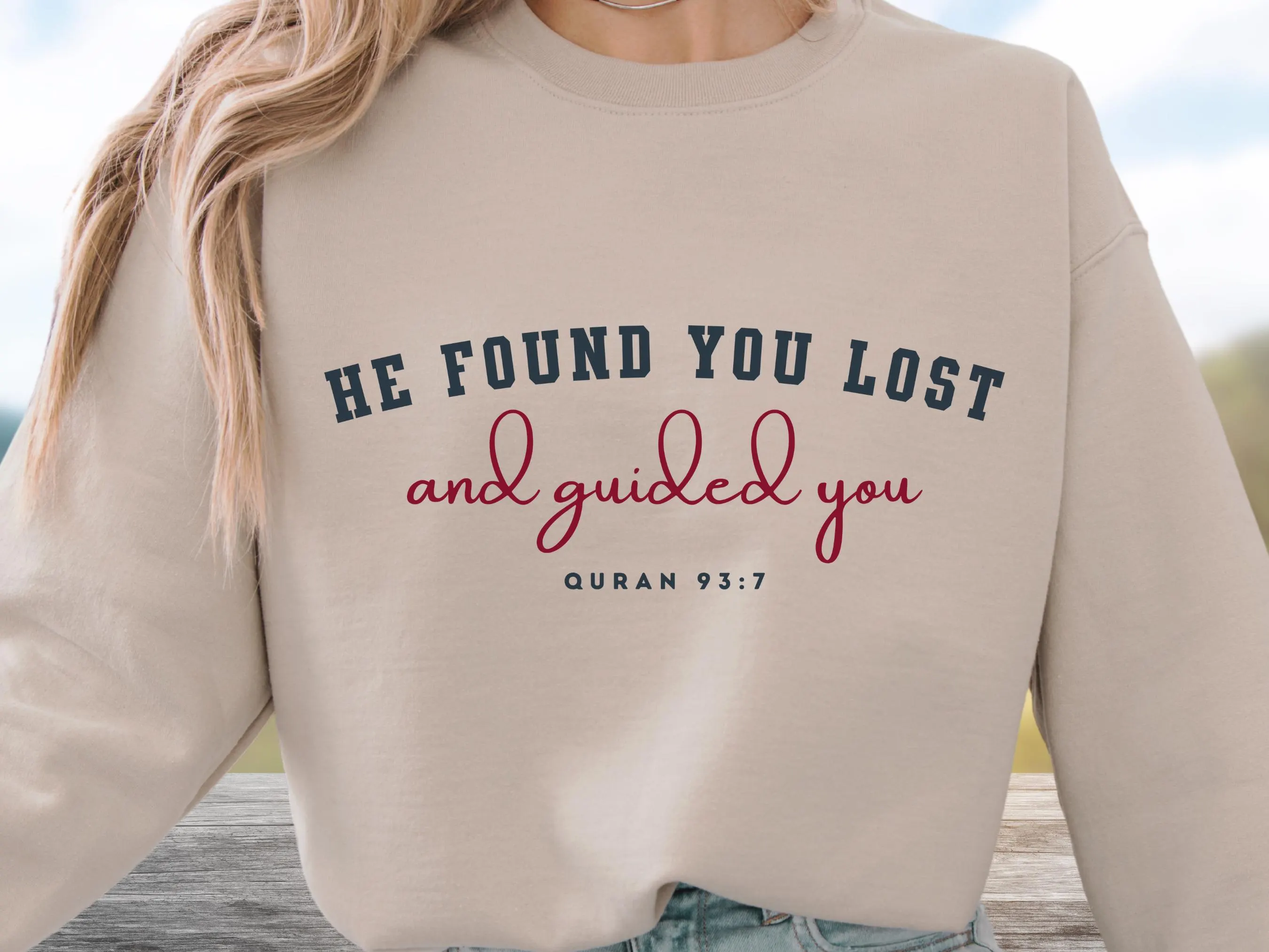 Quran Verse Reminder - He Found You Lost and Guided You Sweatshirt, Modest Muslim Apparel, Ramadan or Jummah Oufit, Islamic Arab Eid Gift - image 5