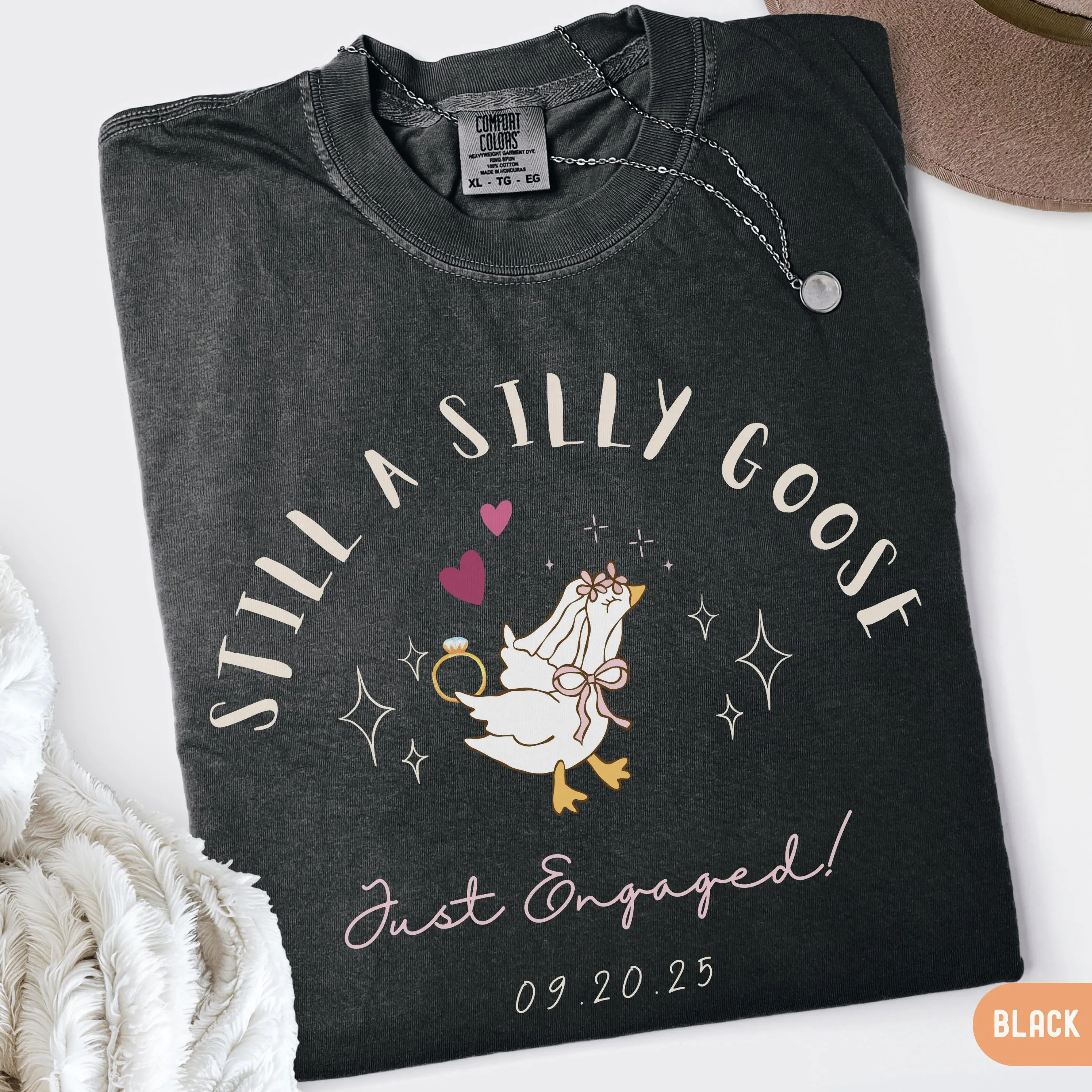 Still a Silly Goose Just Engaged Shirt, Custom Date Engagement Tee, Funny Fiancée Comfort Colors® T-Shirt - image 3