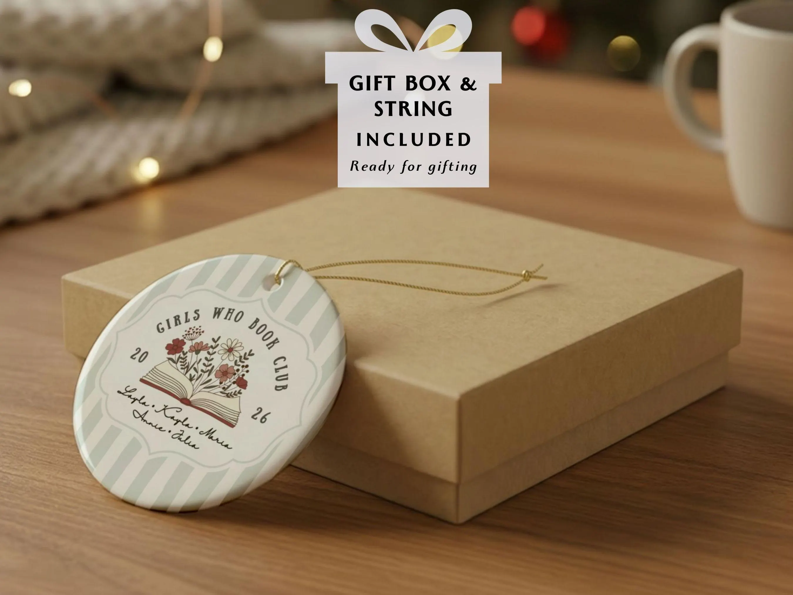 Personalized Book Club Ornament | Book Club Gift for Friends | Custom Book Lover Christmas Ornament 2026 - image 4