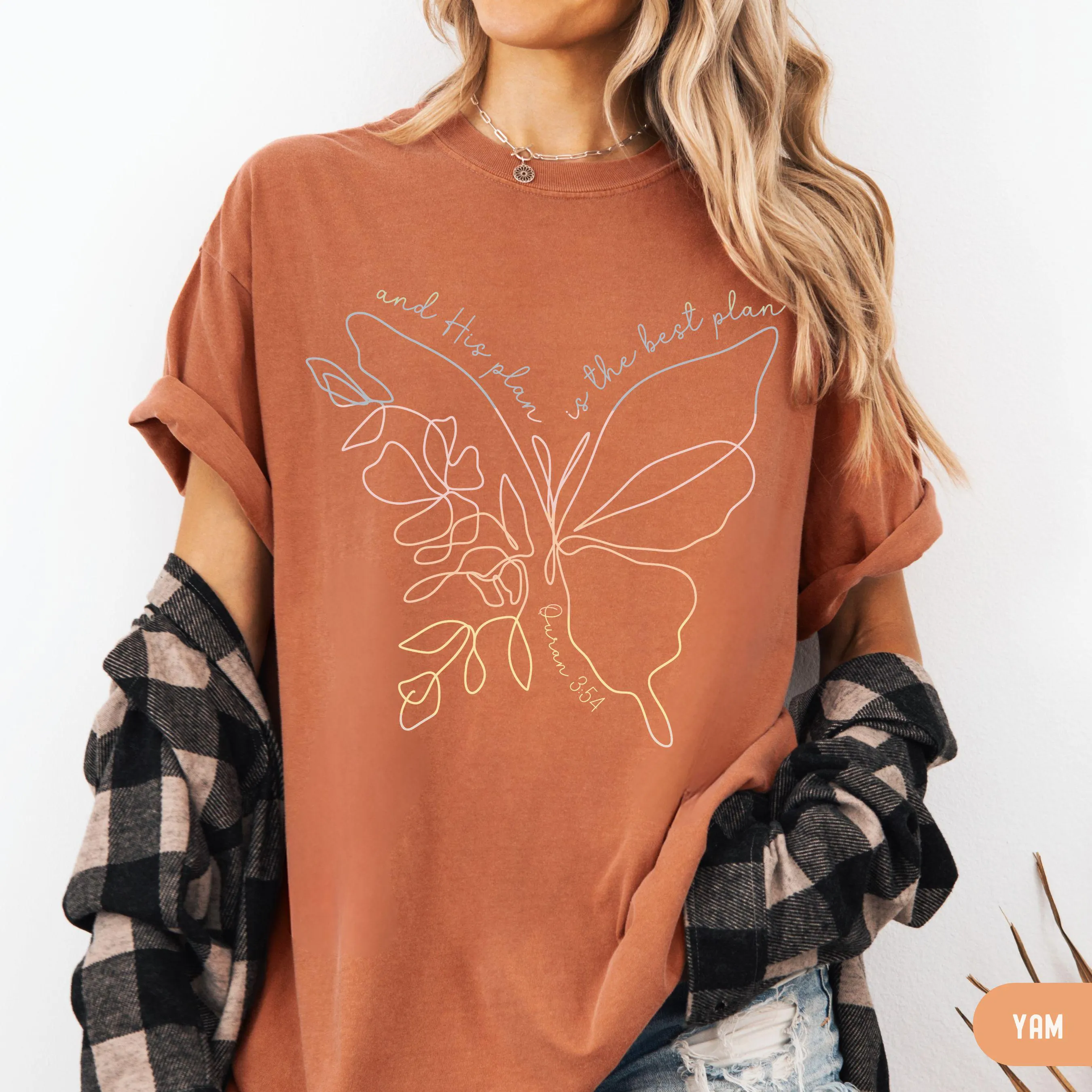 Muslim Womans Butterfly Comfort Colors® Shirt, Islamic Reminder God's Plan Quran Verse T-shirt, Spiritual Gift - image 3