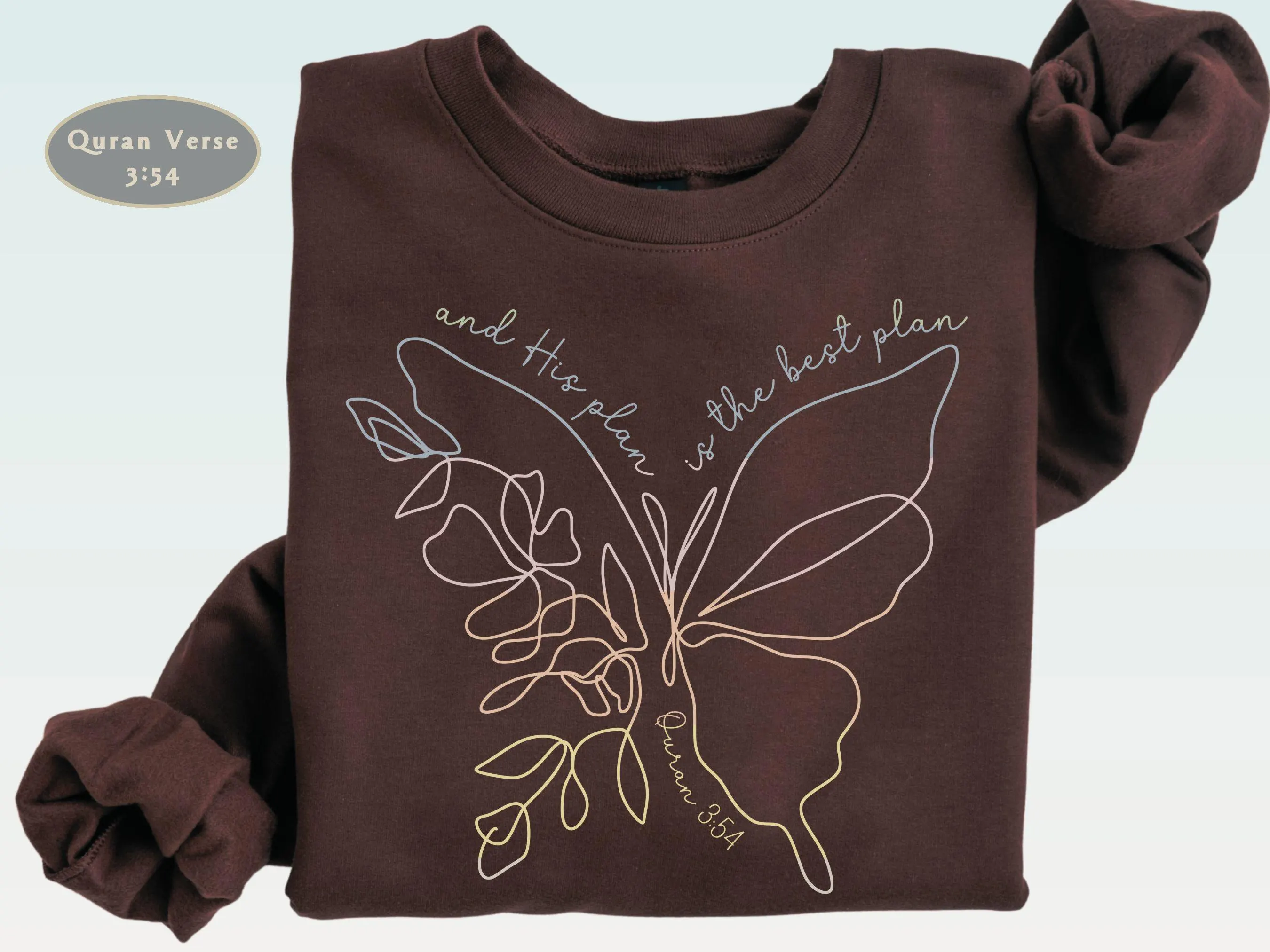 Faith Based Butterfly Quran Verse Sweatshirt For Women, Islamic Reminder God's Plan Crewneck, Spiritual Gift For Muslimah Nikkah Wedding - image 4