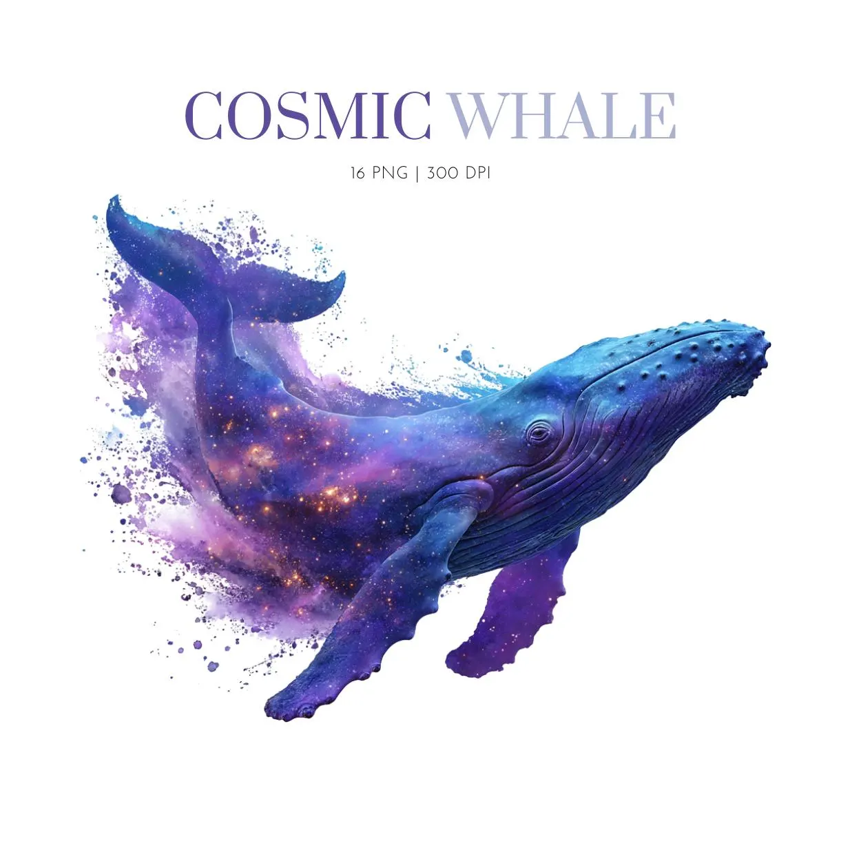 Whale In Sea Clipart, Whale art design cosmic,Nautica clipart, Whale clipart Whale Illustration, Nautical, Blue Whale,Nautical watercolor