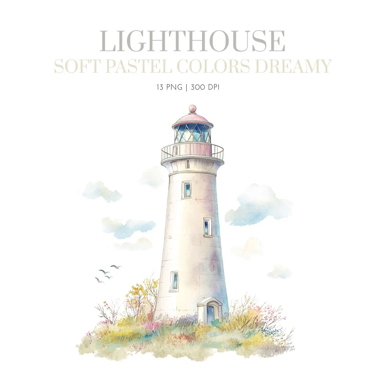 Watercolor Lighthouse Clipart, Beach,Light House Clipart,Ocean Landscape,Coastal Clipart,Light House clipart png,Light house pastel,Nautical