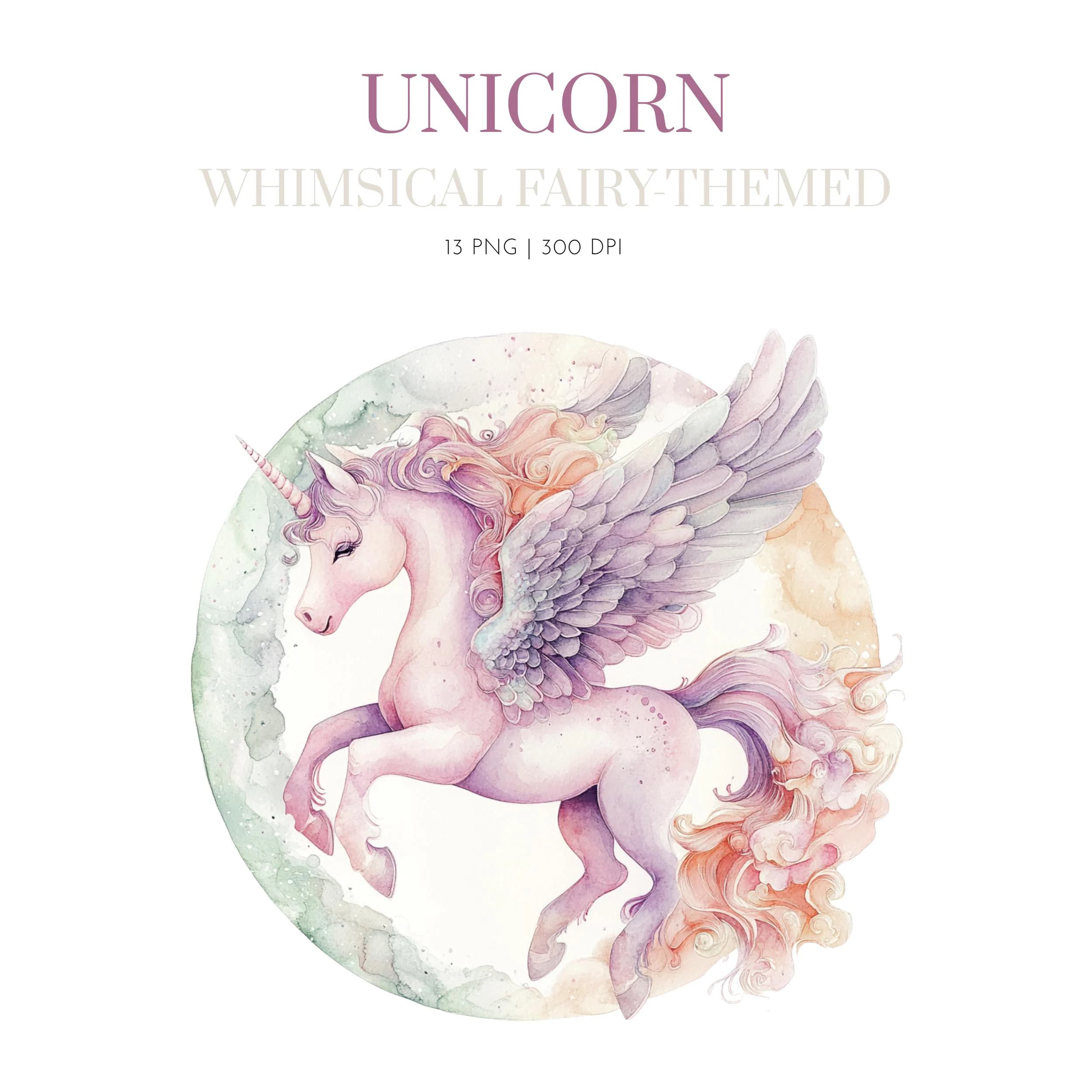 Unicorn pasterl clipart, Cute Unicorn Watercolor clipart, Instant download, rainbow clip art , Magic unicorn graphics, candy unicorn clipart