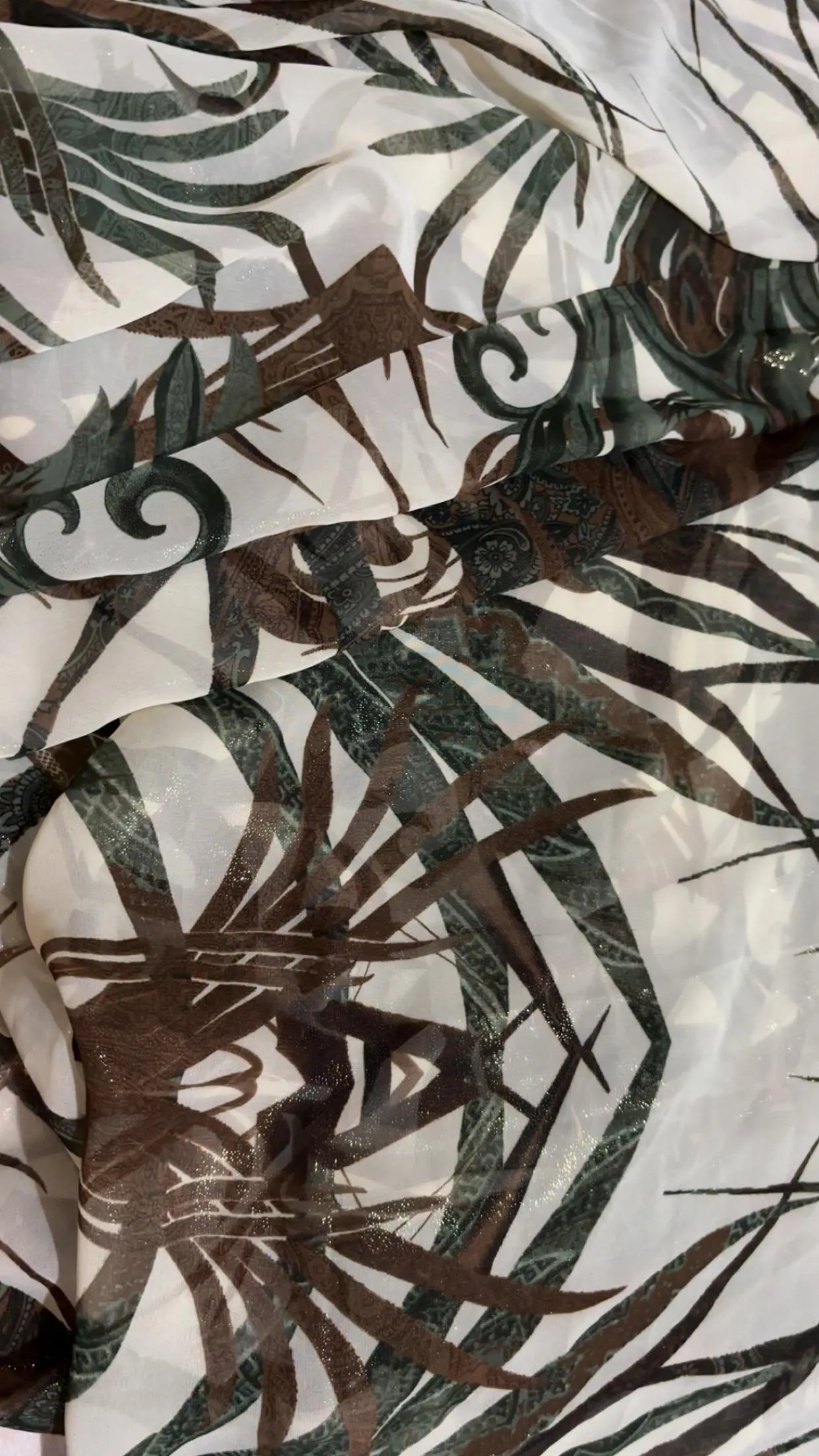 Brown Green Dirac Fabric, Elegant Somali Wedding Dress Material - image 2