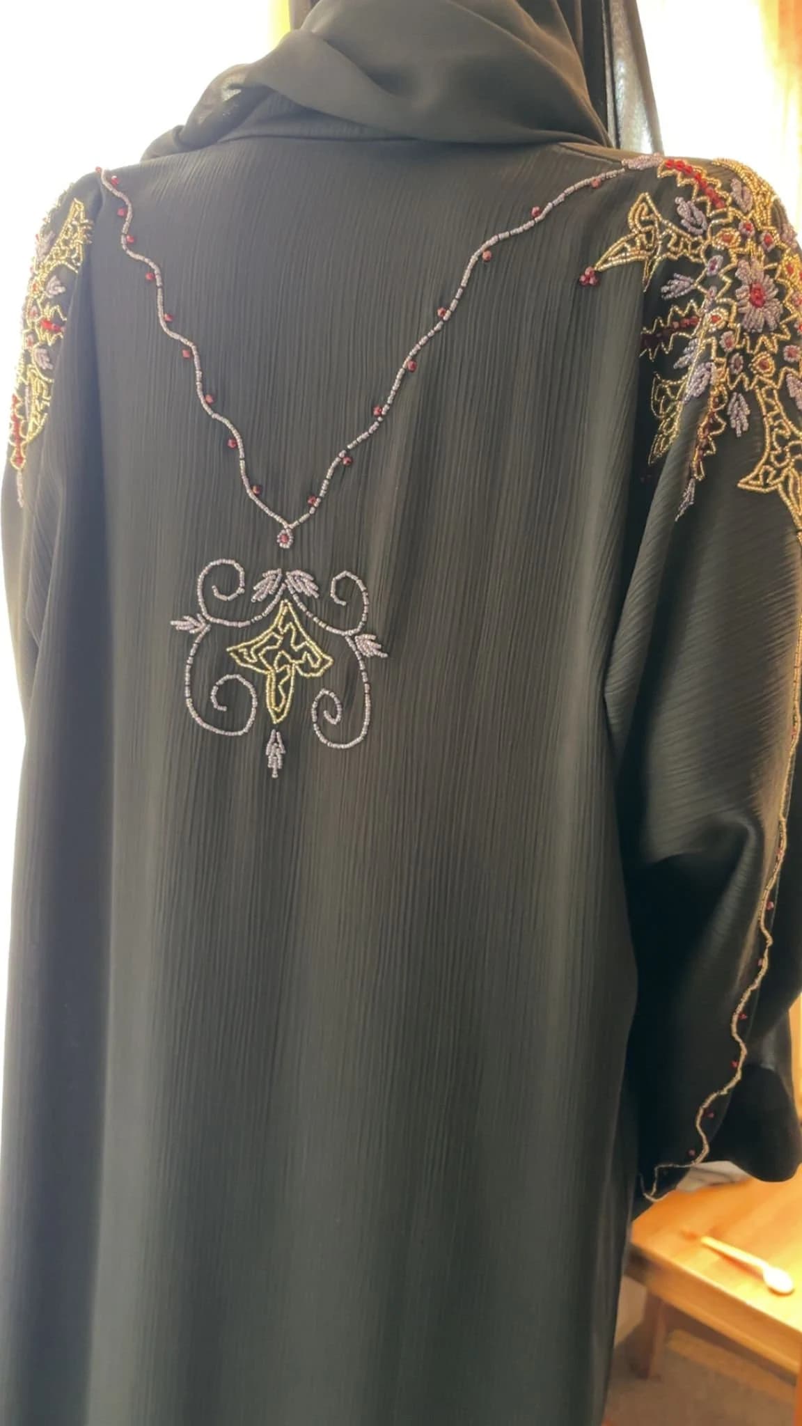 Black Embellished Abaya Set with Hijab & Belt - image 5