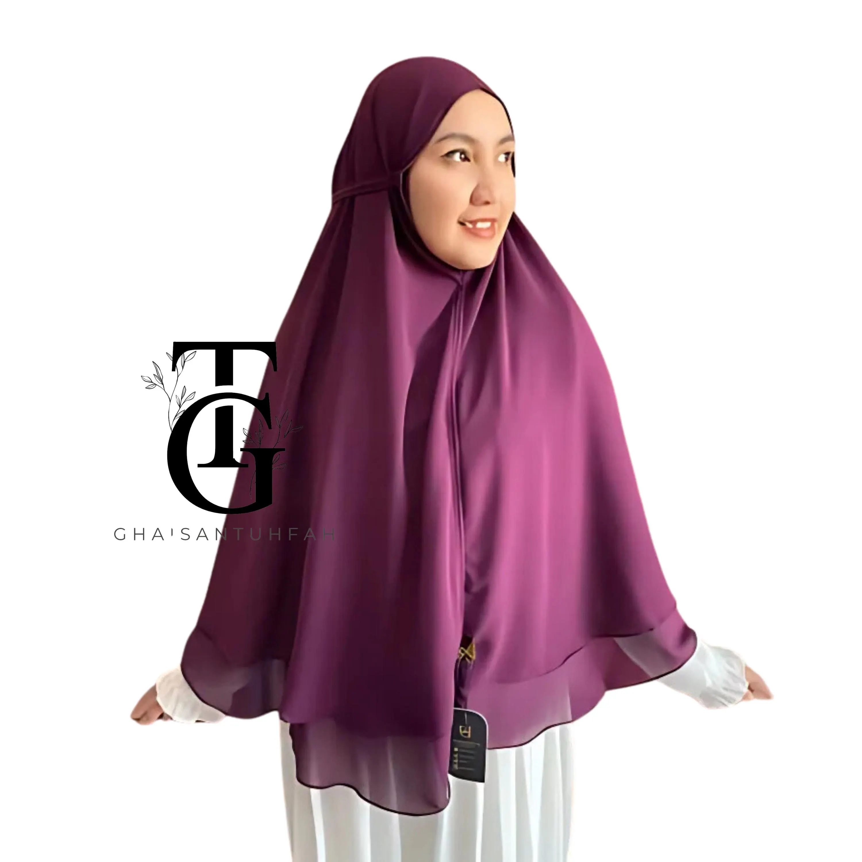 Khimar Syar'i Hijab, Ceruty Babydoll Two Layer Non Ped Hijab, Modest Islamic Scarf, Elegant Hijab Head Cover, Religious Headwear GT34 - image 4