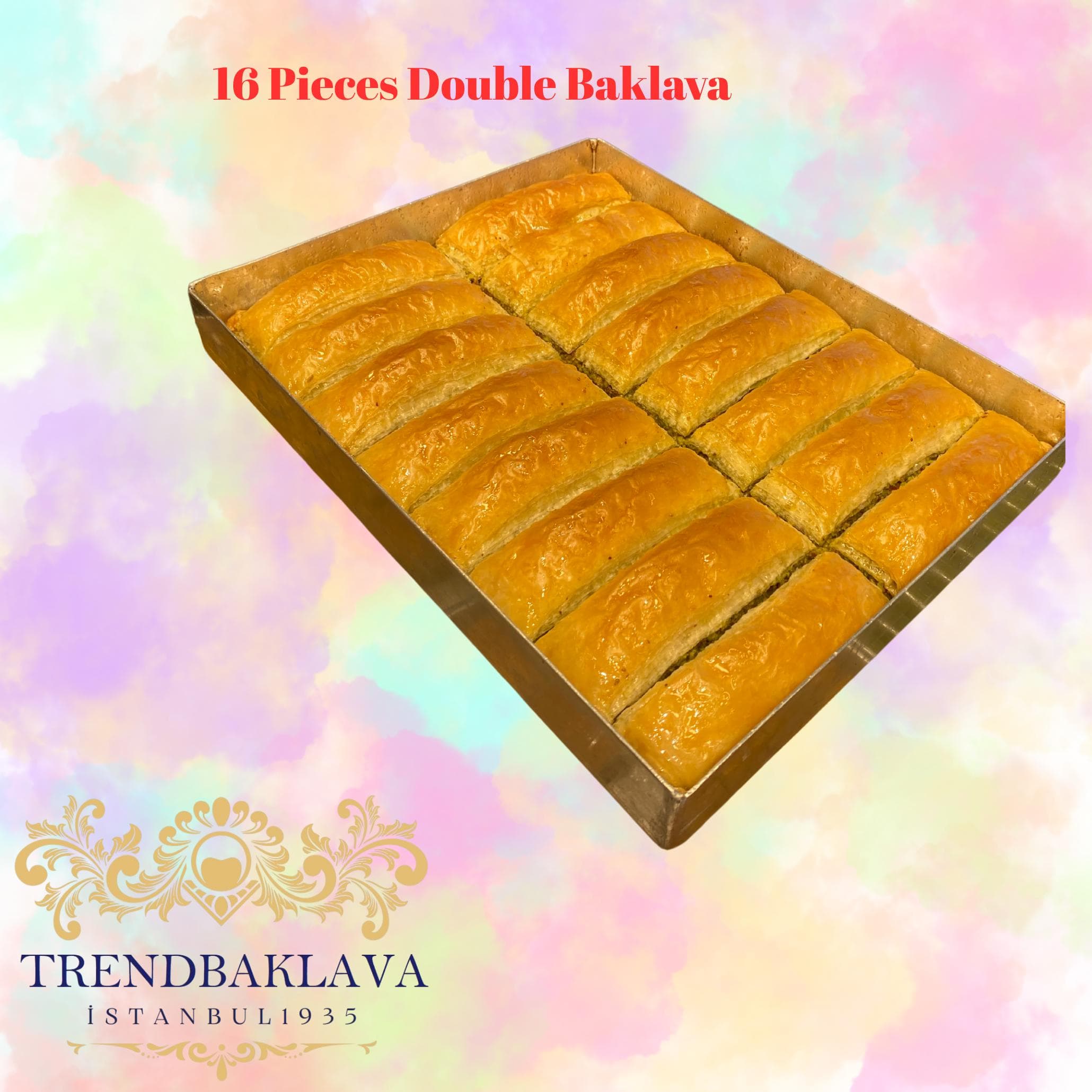 Pistachio Turkish Baklava: Crispy Gofret Style, Low Sugar, 16 Pieces - image 4