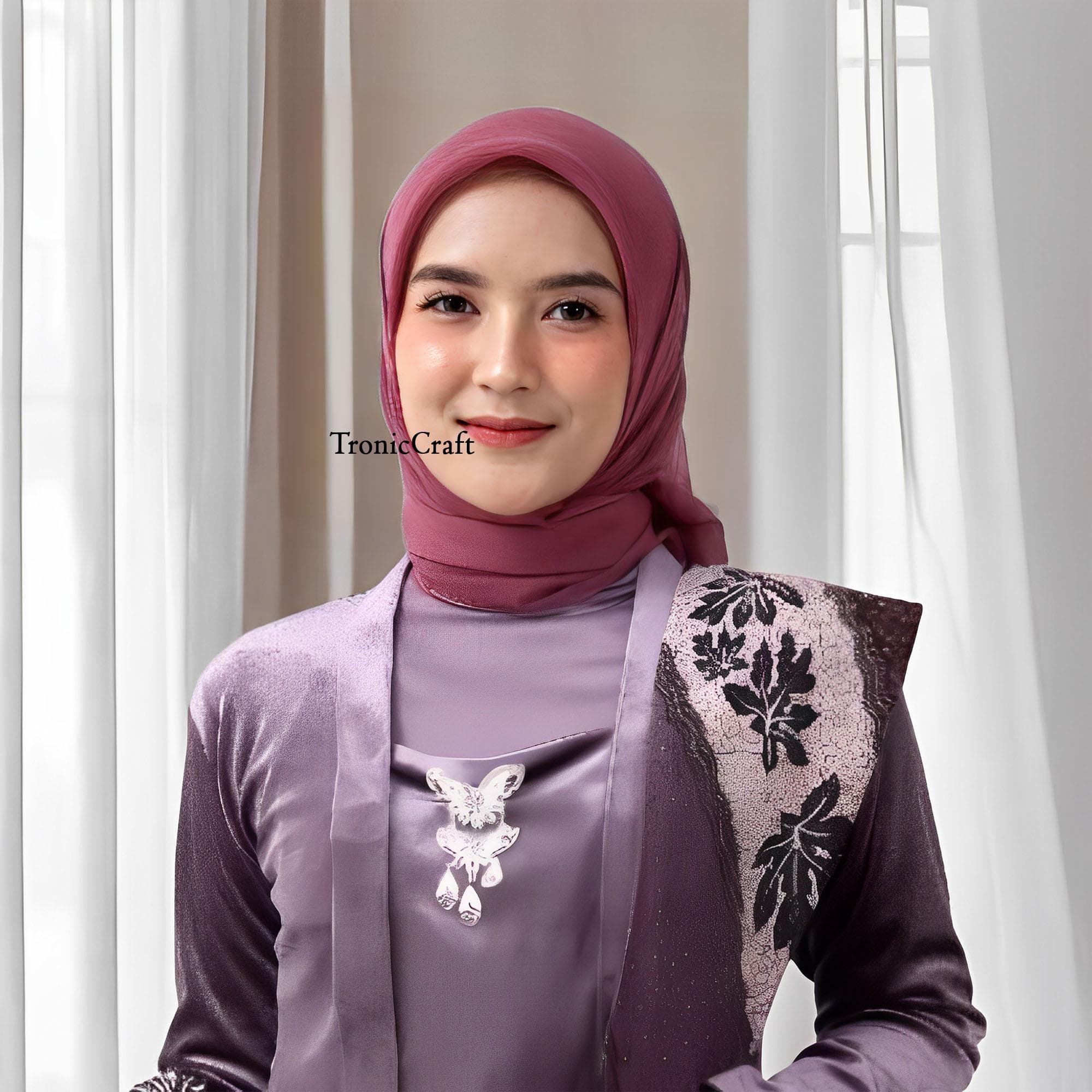 Purple Velvet Kutubaru Kebaya Set with Pleated Skirt and Slope Pattern Shawl,Kebaya Dress,Kebaya,Kebaya Modern,Kebaya Encim,Kebaya Bali