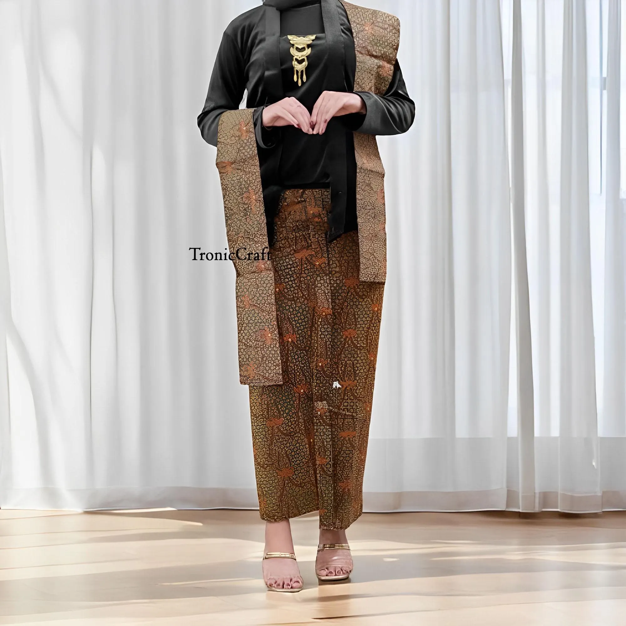 Instant Velvet Kebaya Set with Truntum Motif Shawl Elegant and Practical,Kebaya Dress,Kebaya,Kebaya Modern,Kebaya Encim,Kebaya Bali