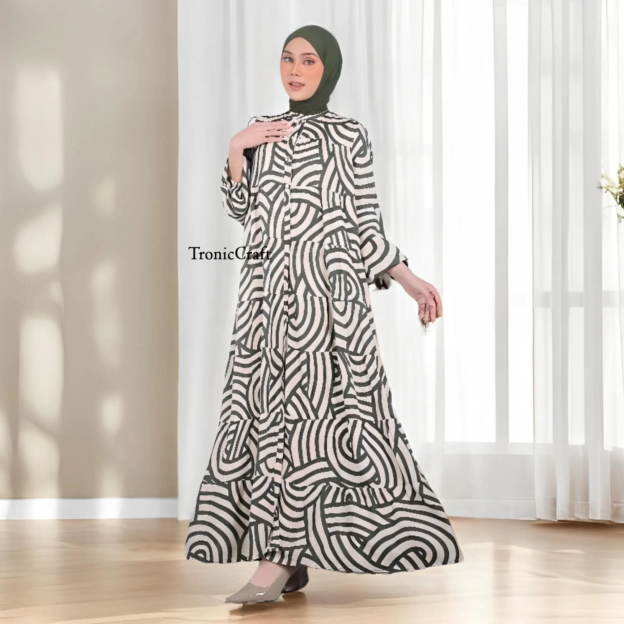 Pamela Midi Dress Elegant Casual Dress Comfortable for Everyday,Muslim Dress,Muslim Dress Wedding,Women Muslim Attire,Women Islamic Dress