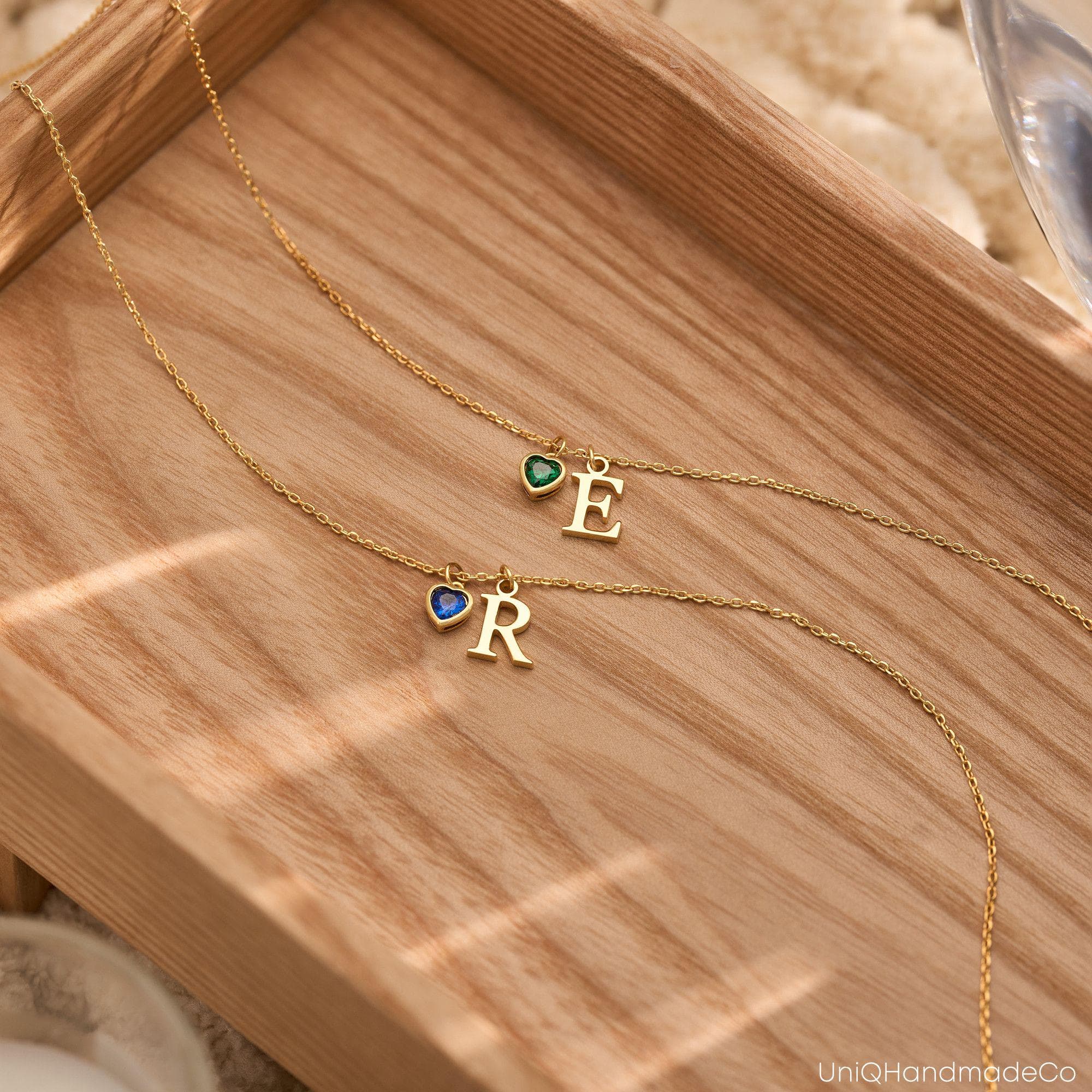 Dainty Initial Necklace with Heart Birthstone, Custom Letter Necklace, July Birthday Gift, 18th Birthday Gifts for Her, Christmas Gift - image 4