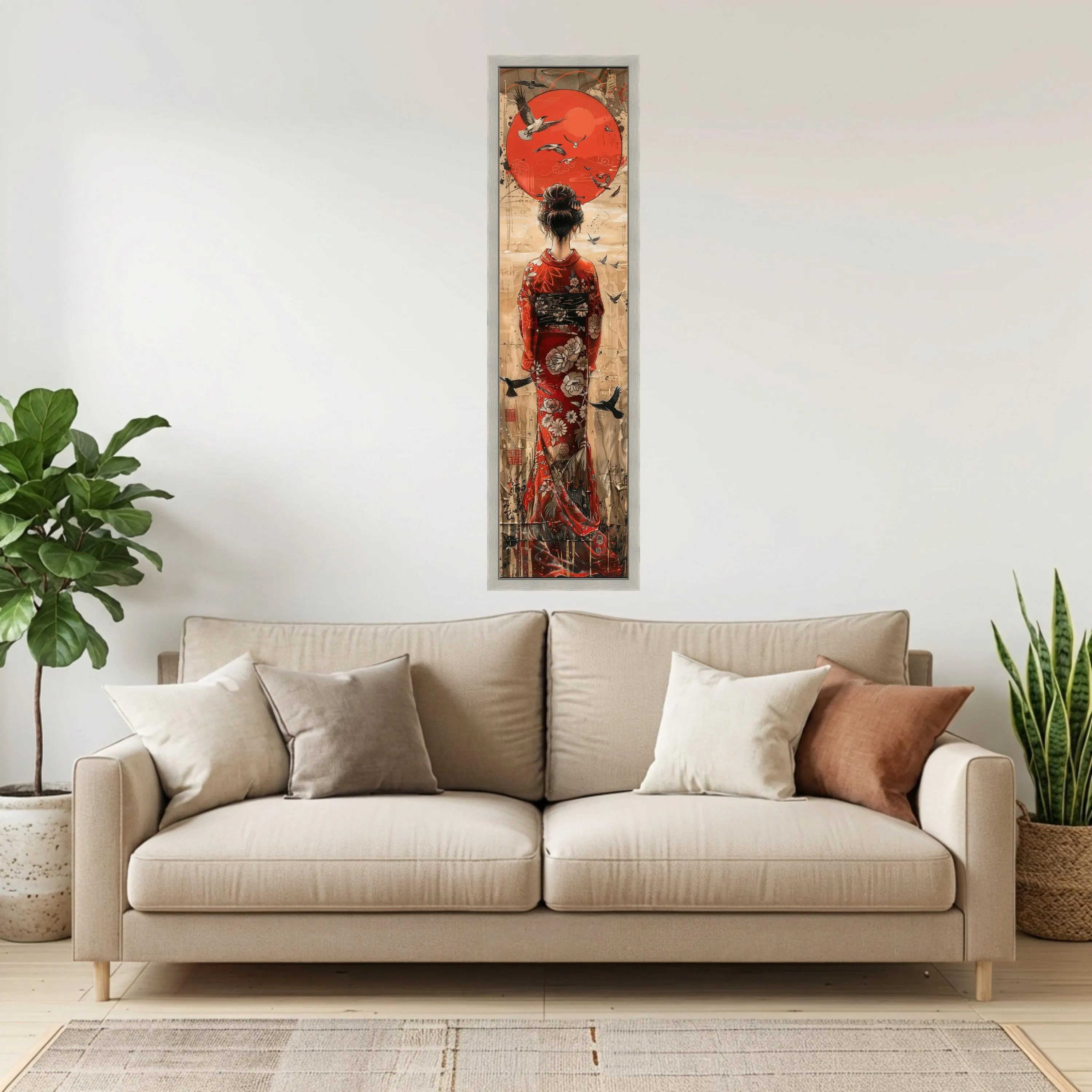 Geisha in Red Kimono Canvas Print, Japanese Art Wall Decor - image 5