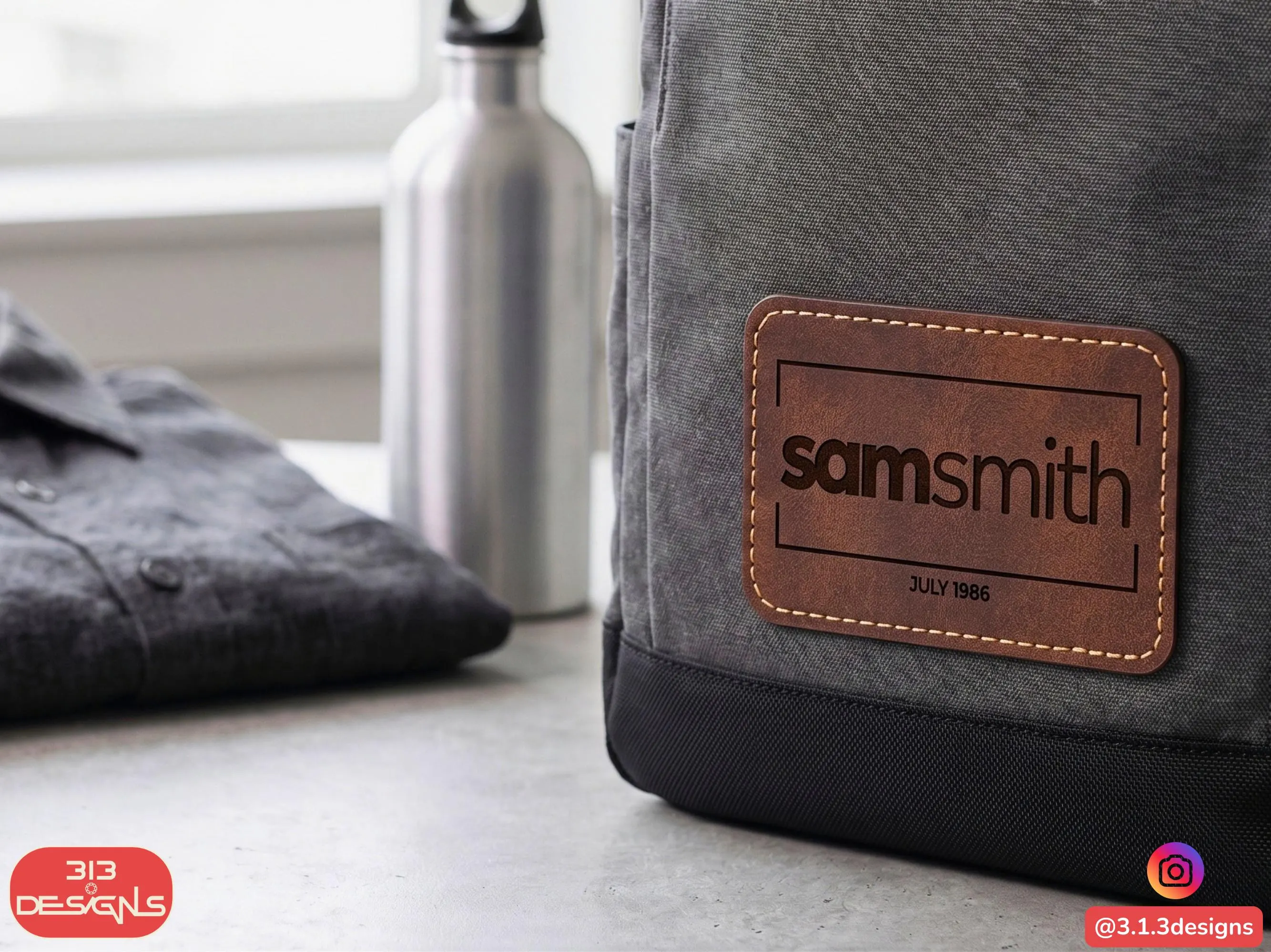 Personalized Laser Engraved Leatherette Patch Custom Text, Logo, and Monogram for Hats, Backpacks, and Jackets Premium Faux Leather Patch - image 4