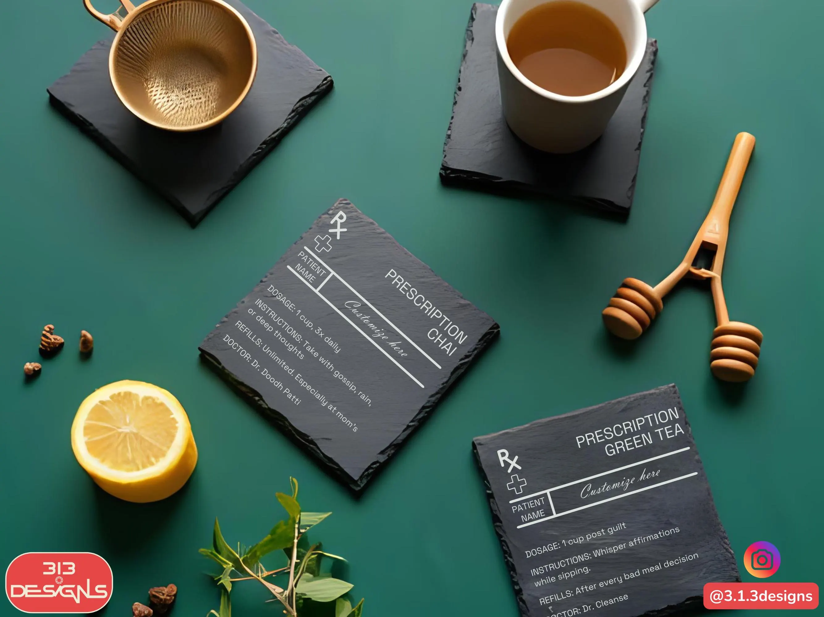 Personalized Slate Coaster: Desi Chai Tea Lover Gift - image 4