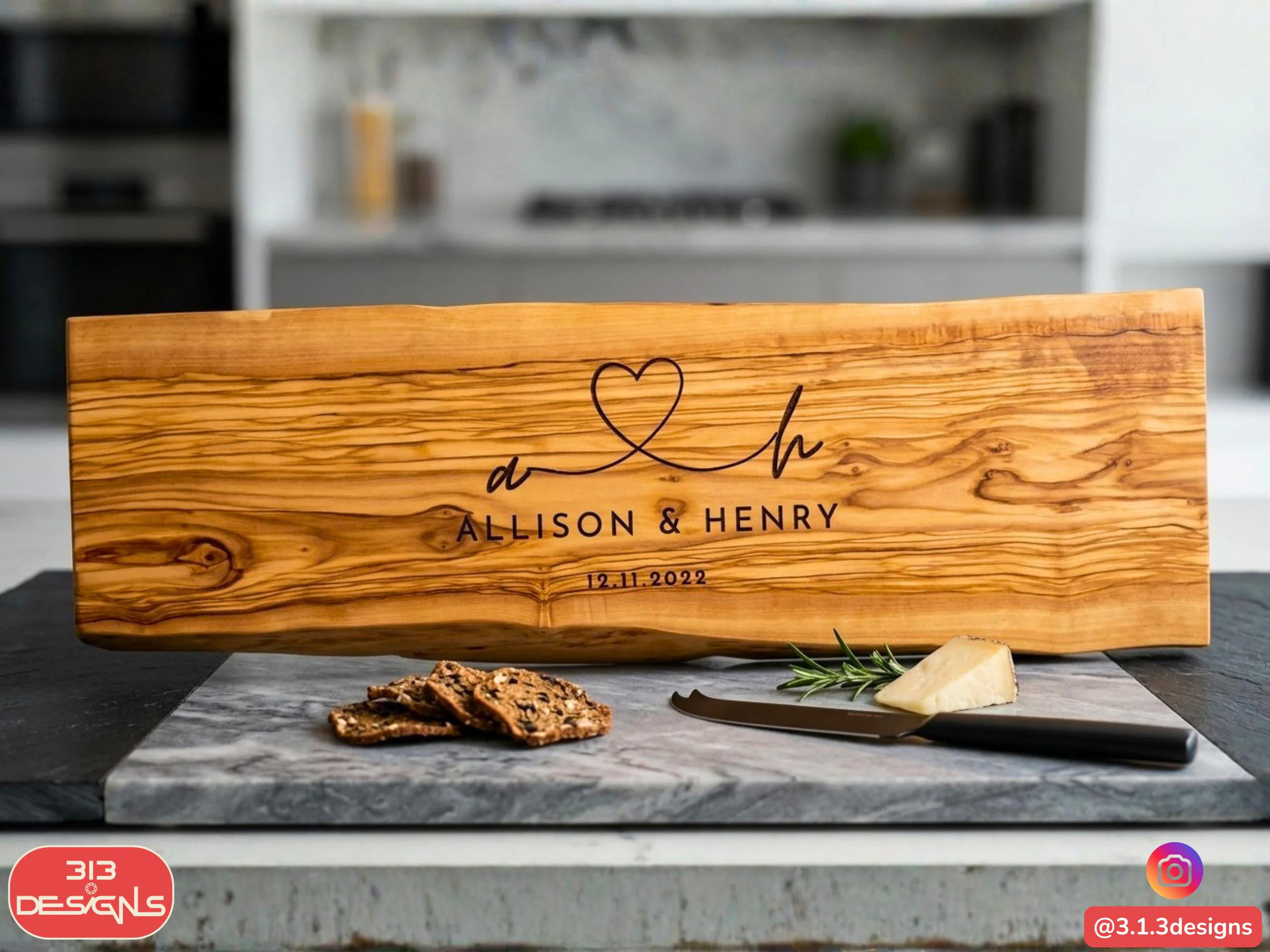 Personalized Wedding Gift Charcuterie Board Custom Engraved Live Edge Walnut Cheese Board, Bridal Shower Present, Newlywed Serving Tray - image 4