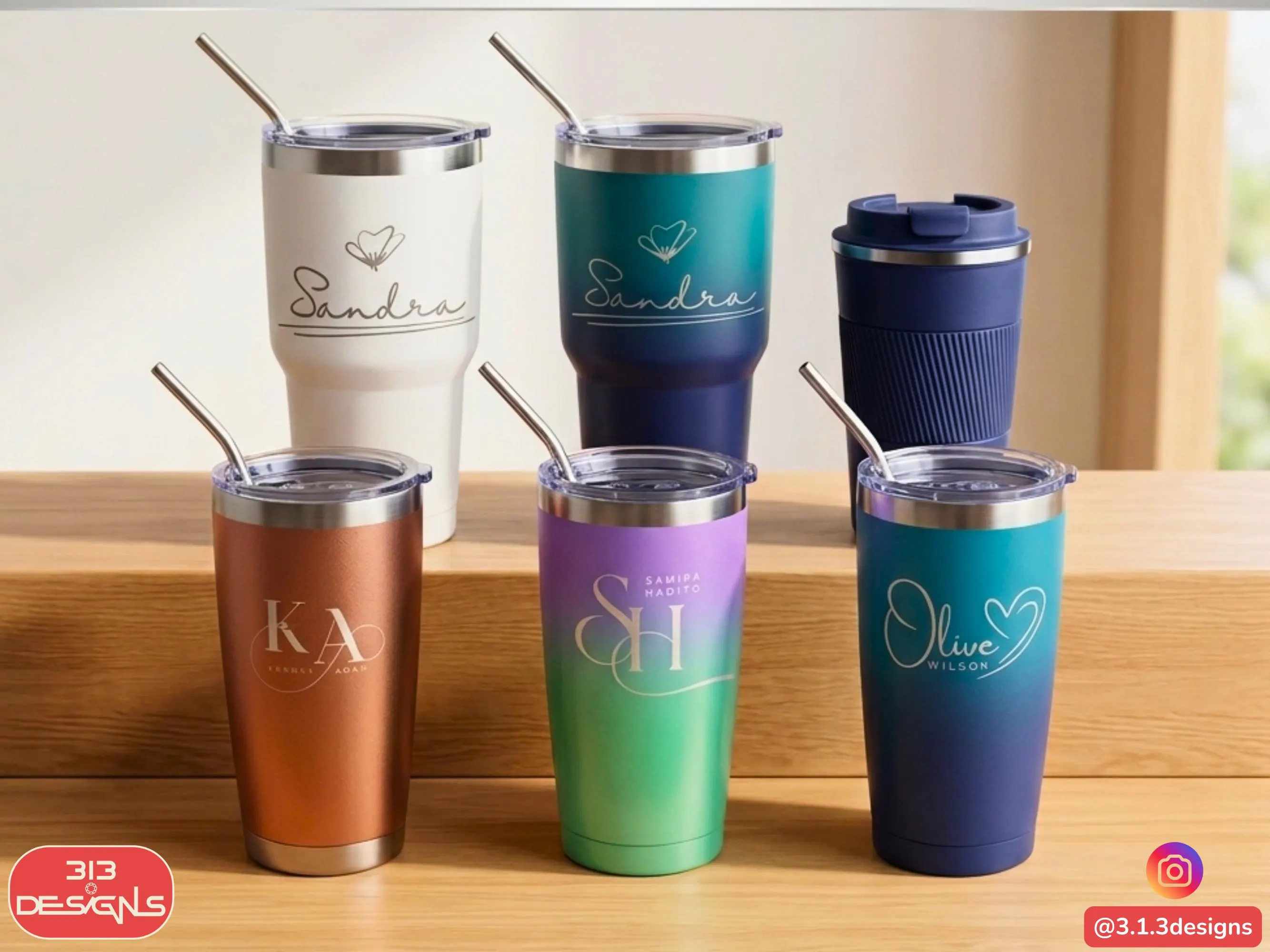 Personalized Insulated Tumbler with Straw | Custom Name Travel Mug, Corporate Gift