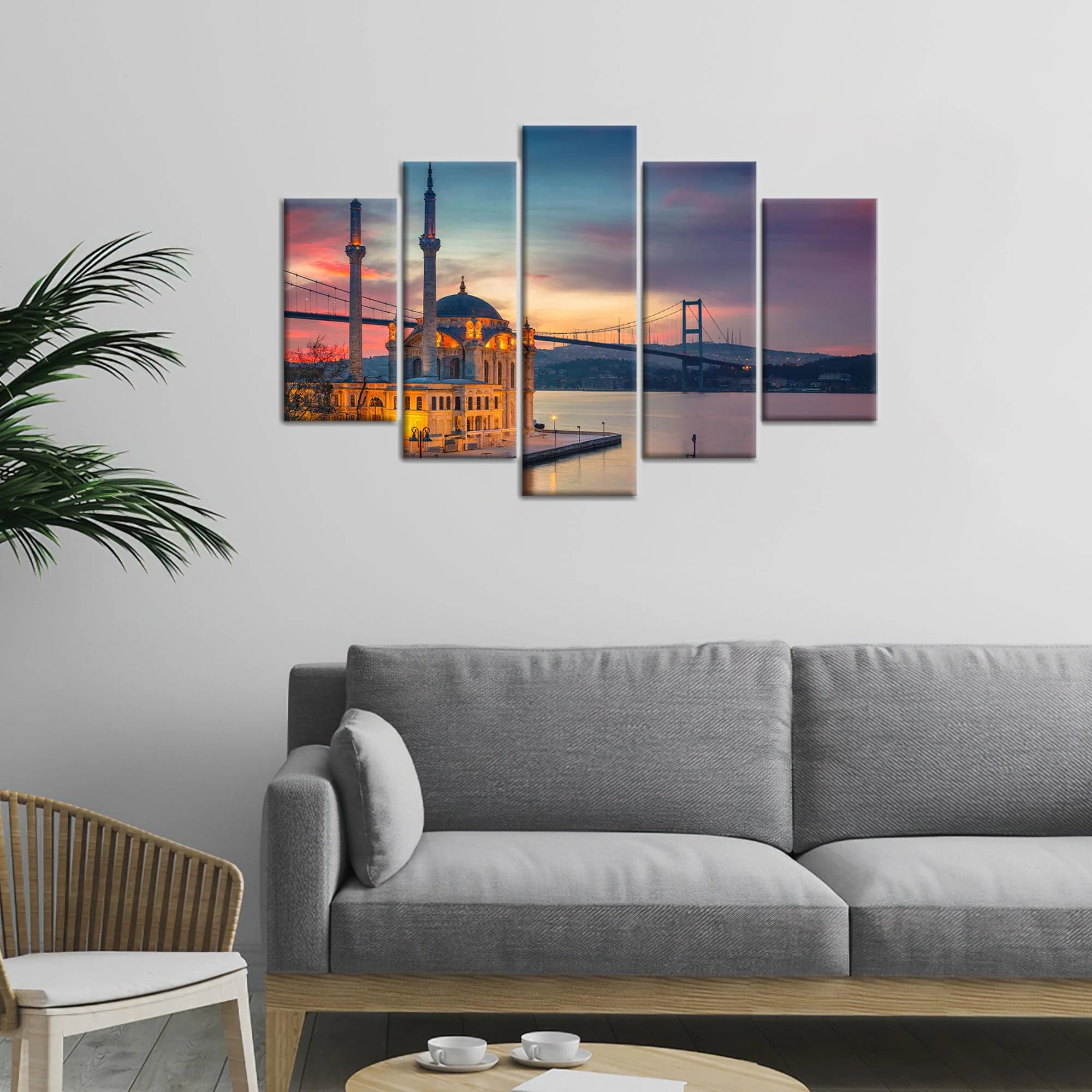Istanbul Canvas Art, Istanbul Landscape, Beautiful Sunset Art, Boshphorus Bridge, Islamic Canvas Art, Mosque Artwork, Turkey Wall Art - image 4