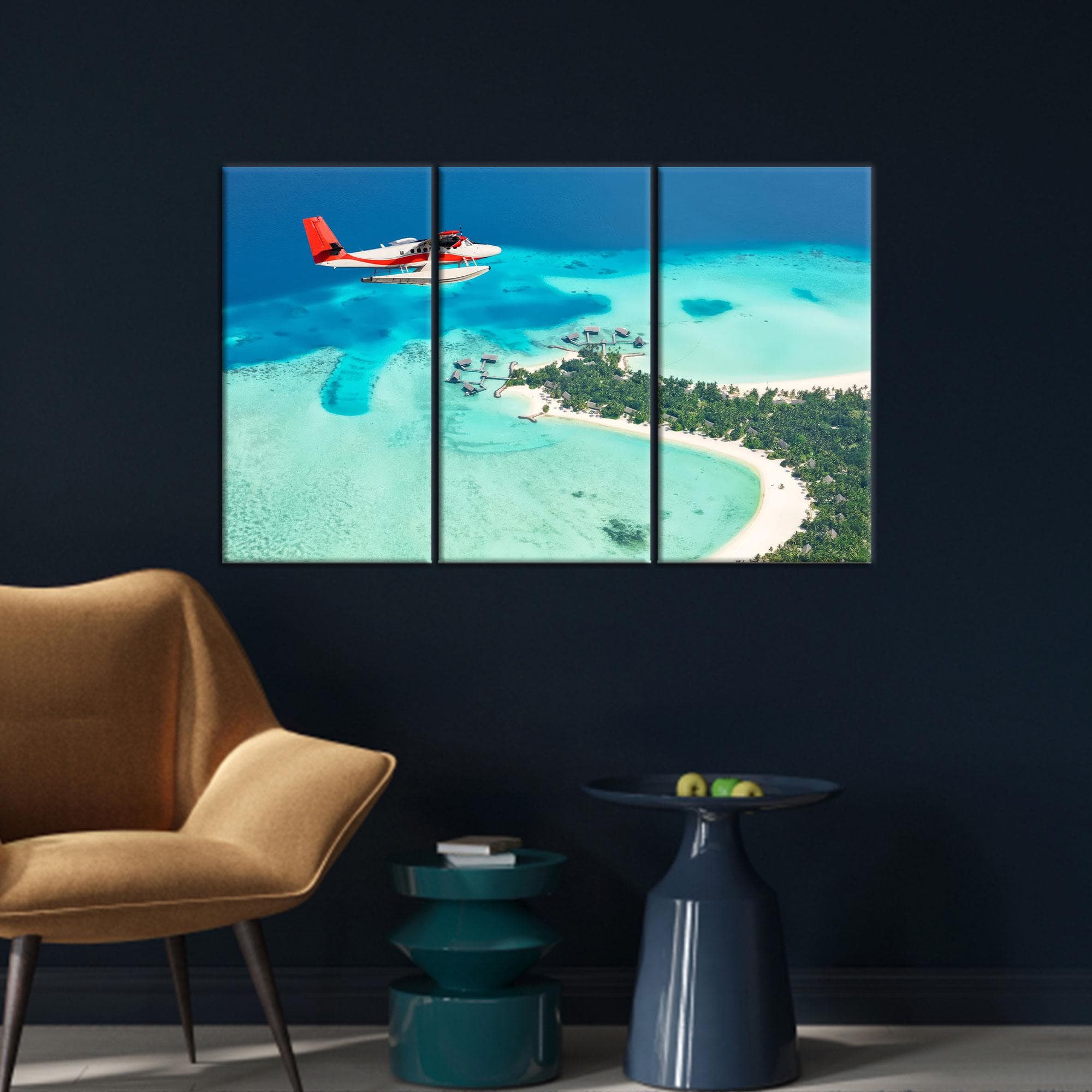 Seaplane Canvas Art, Sea Landscape, Tropical Landscape, Blue Wall Decor, Seascape Artwork, Landscape Art, Tropical Island Art, Canvas Art - image 4