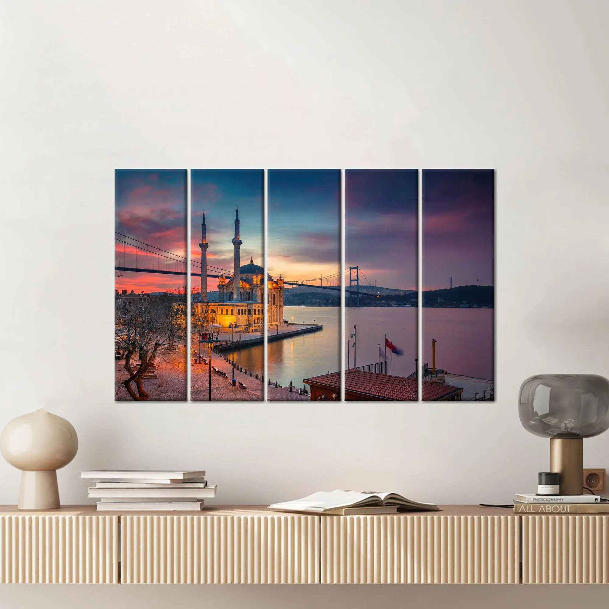 Istanbul Canvas Art, Istanbul Landscape, Beautiful Sunset Art, Boshphorus Bridge, Islamic Canvas Art, Mosque Artwork, Turkey Wall Art - image 3