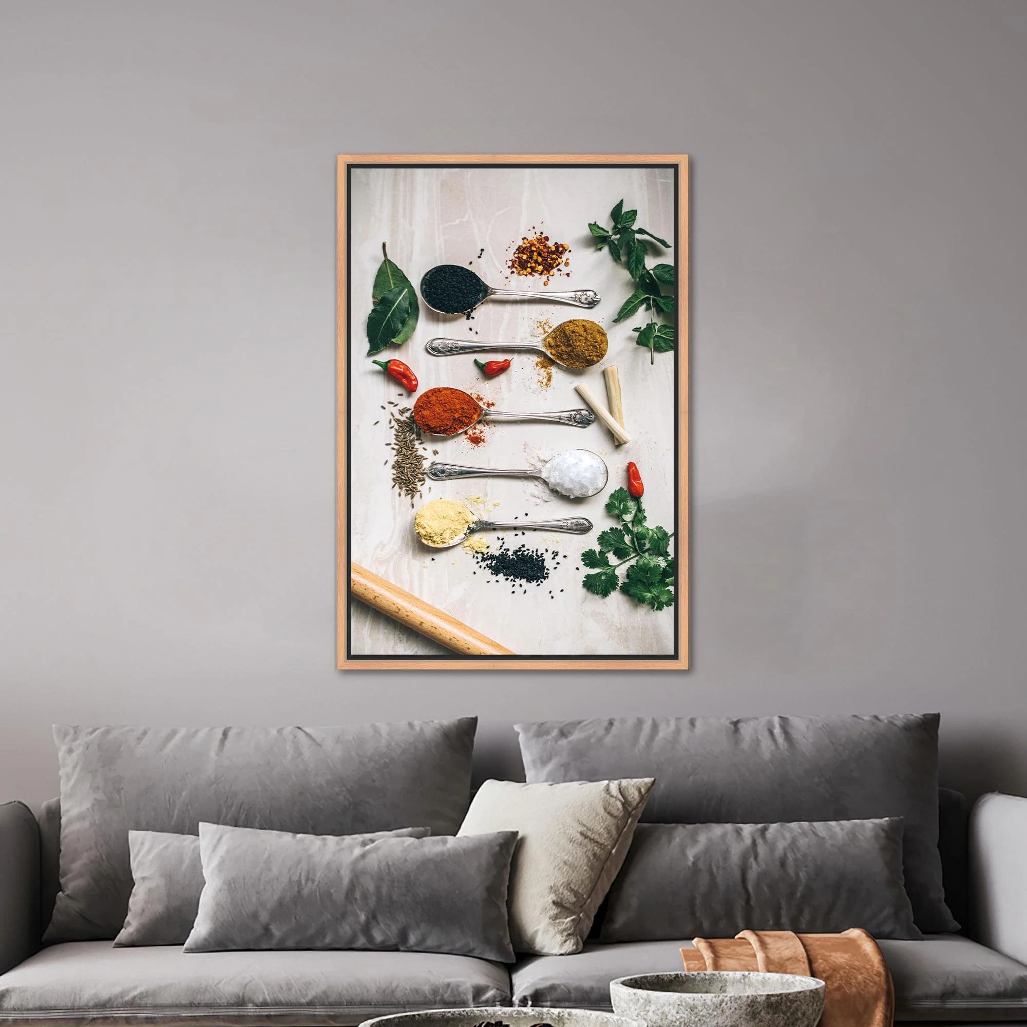 Spices Canvas Art, Kitchen Wall Art, Foods Art Decor, Dining Room Decor, Modern Wall Art, Spoon Herbs Art, Framed Canvas Art, - image 3