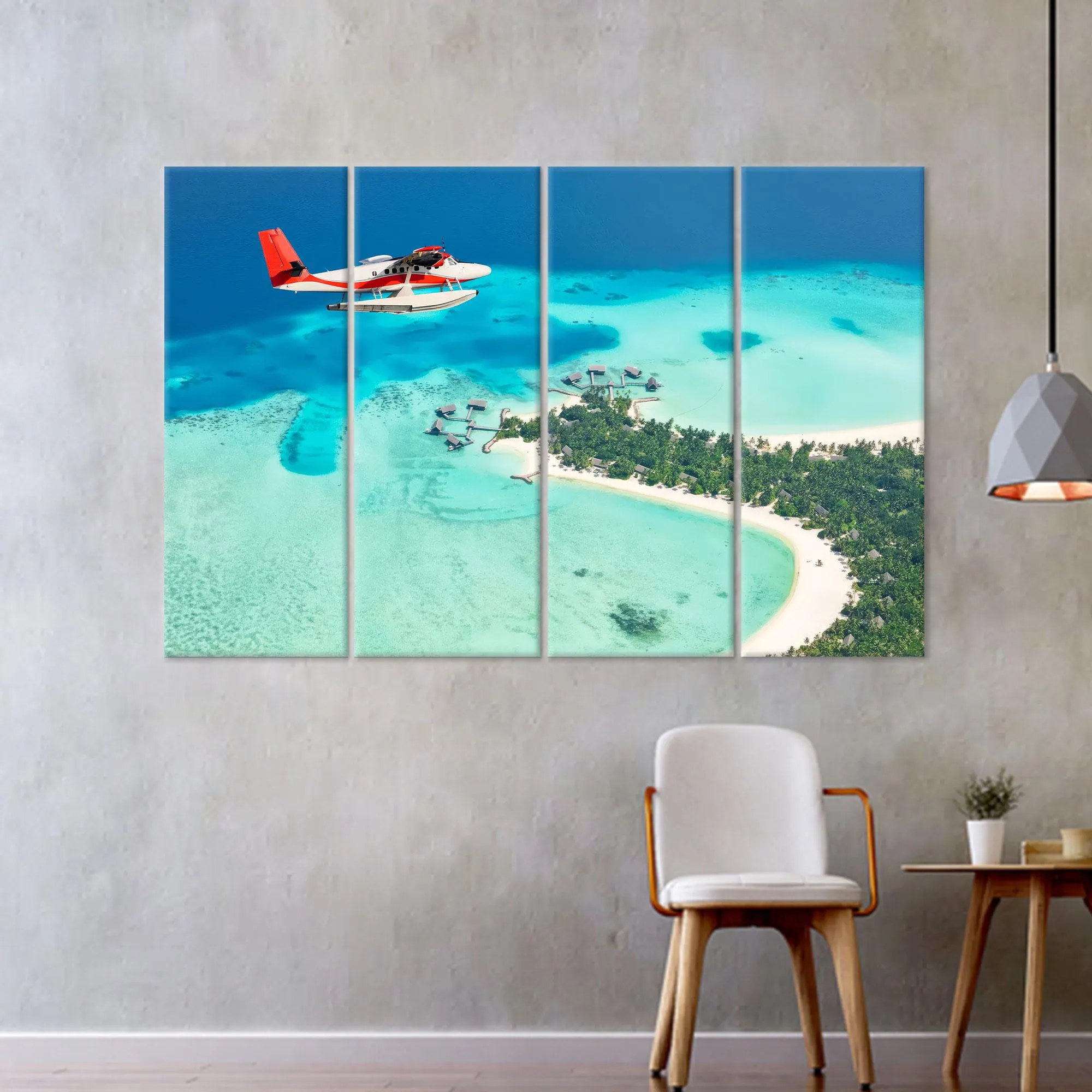 Seaplane Canvas Art, Sea Landscape, Tropical Landscape, Blue Wall Decor, Seascape Artwork, Landscape Art, Tropical Island Art, Canvas Art - image 5