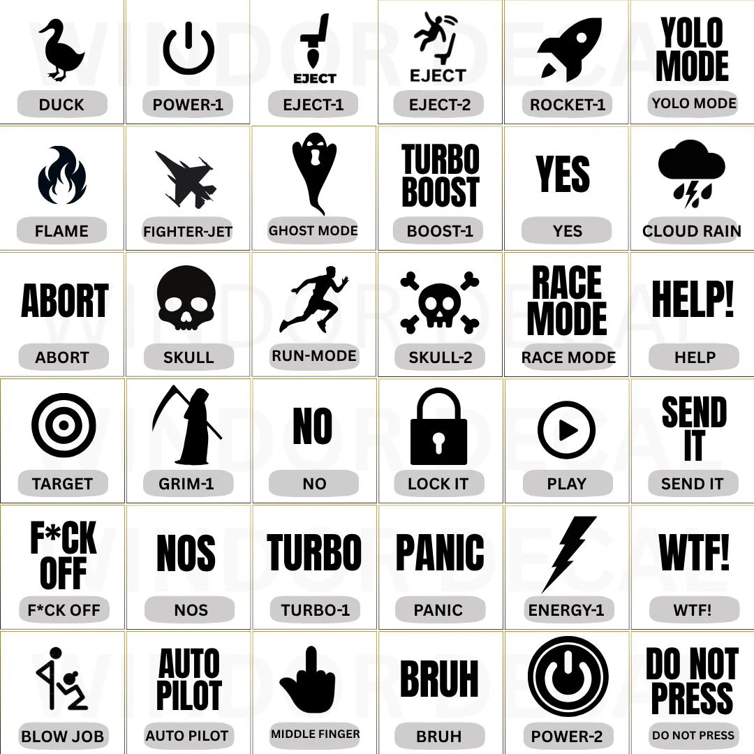 Funny Graphics Blank Car Dashboard Decals, Truck Button Sticker, Eject Passenger Button Decal - image 2