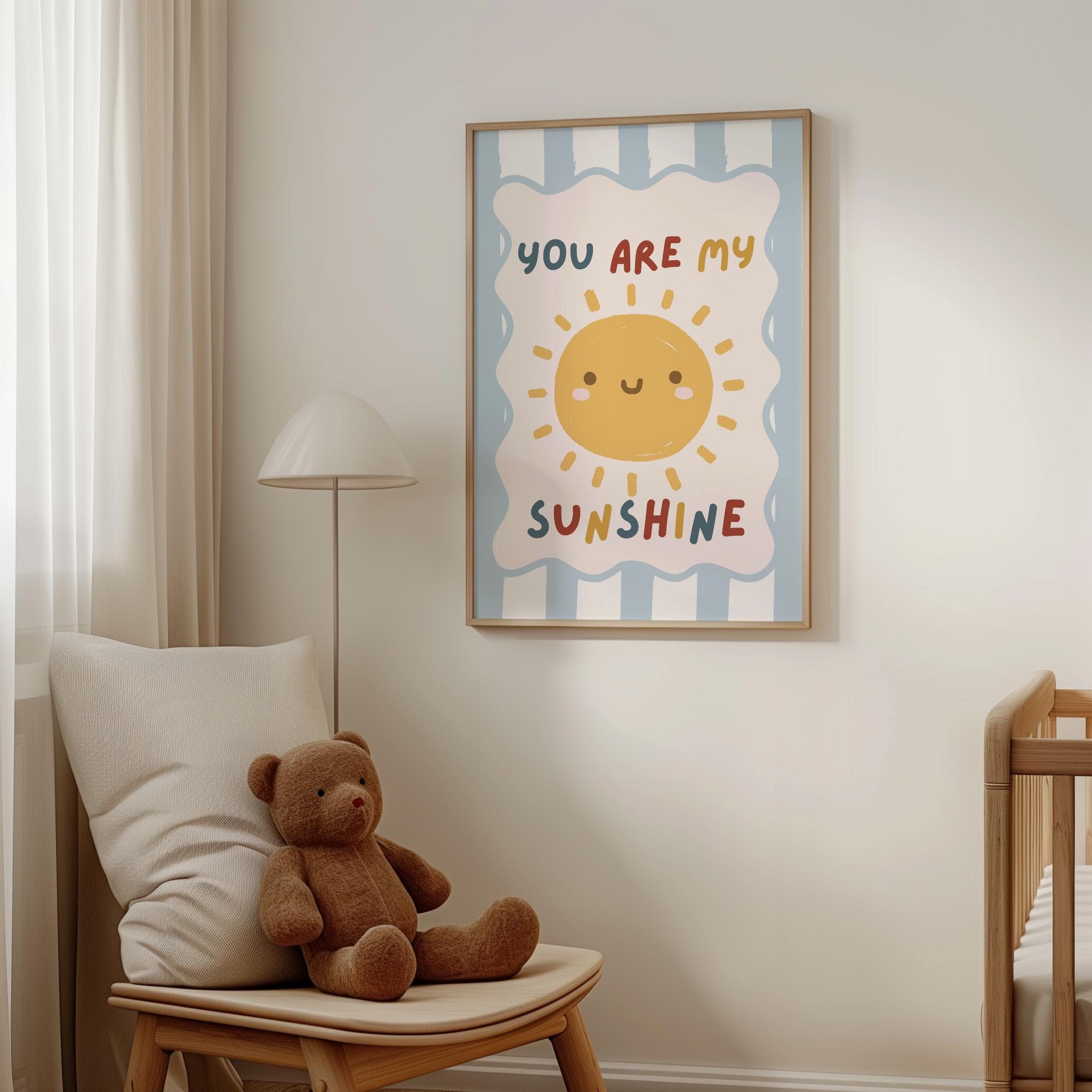 Kids Room Name Print, You are My Sunshine Poster, Shine Bright Personalised Wall Art, Love You to the moon Boy Print, Nursery Playroom Print - image 2