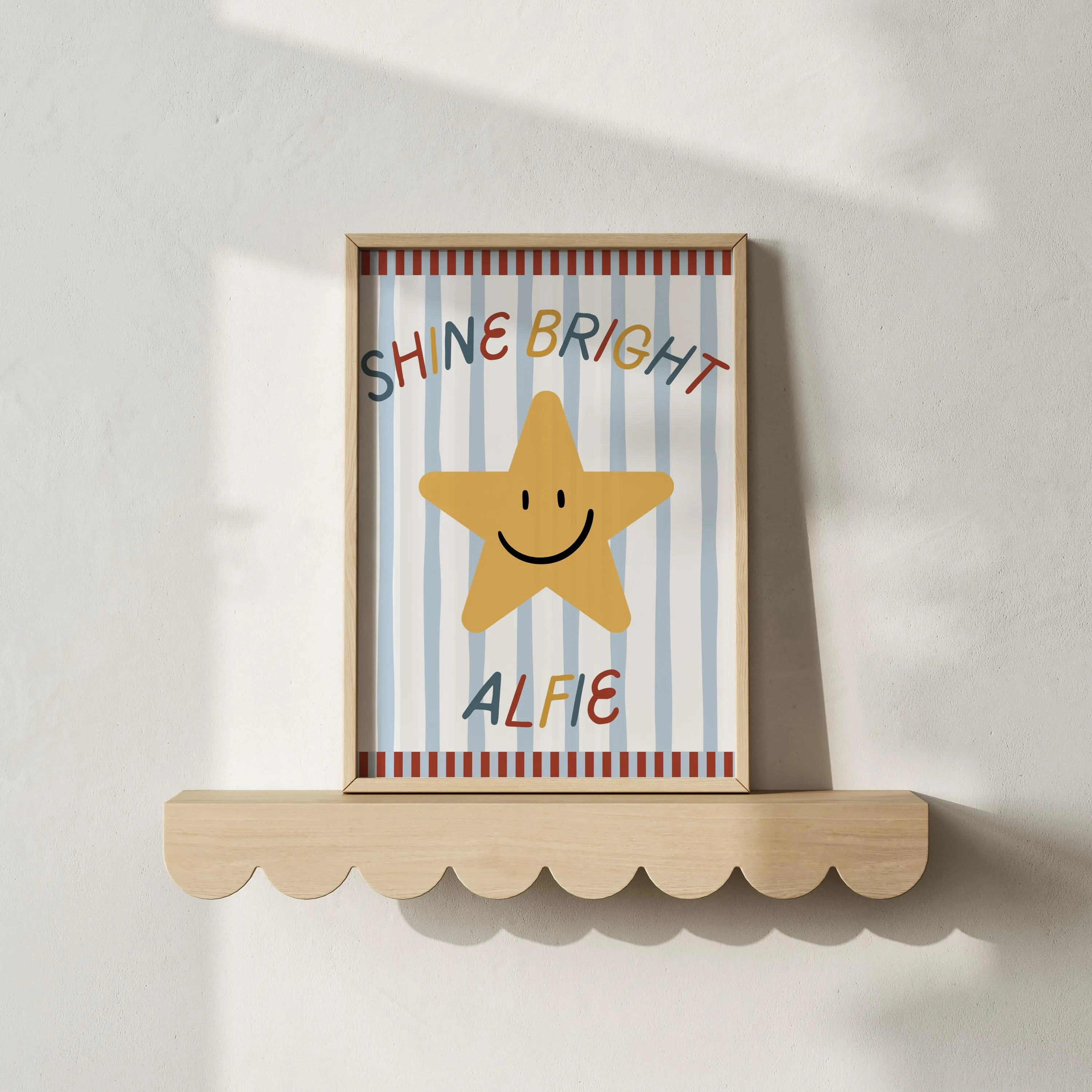 Kids Room Name Print, You are My Sunshine Poster, Shine Bright Personalised Wall Art, Love You to the moon Boy Print, Nursery Playroom Print - image 4