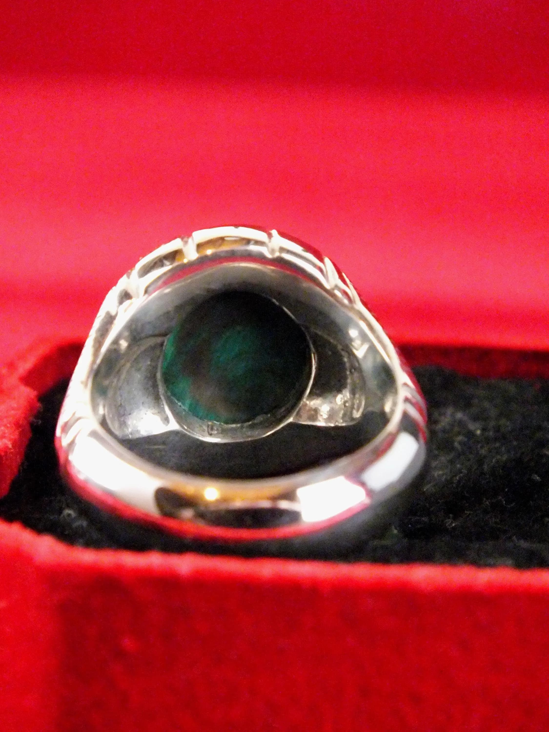 Beautiful hand made 970 silver high quality natural high quality Malachite ring size 8 - image 4