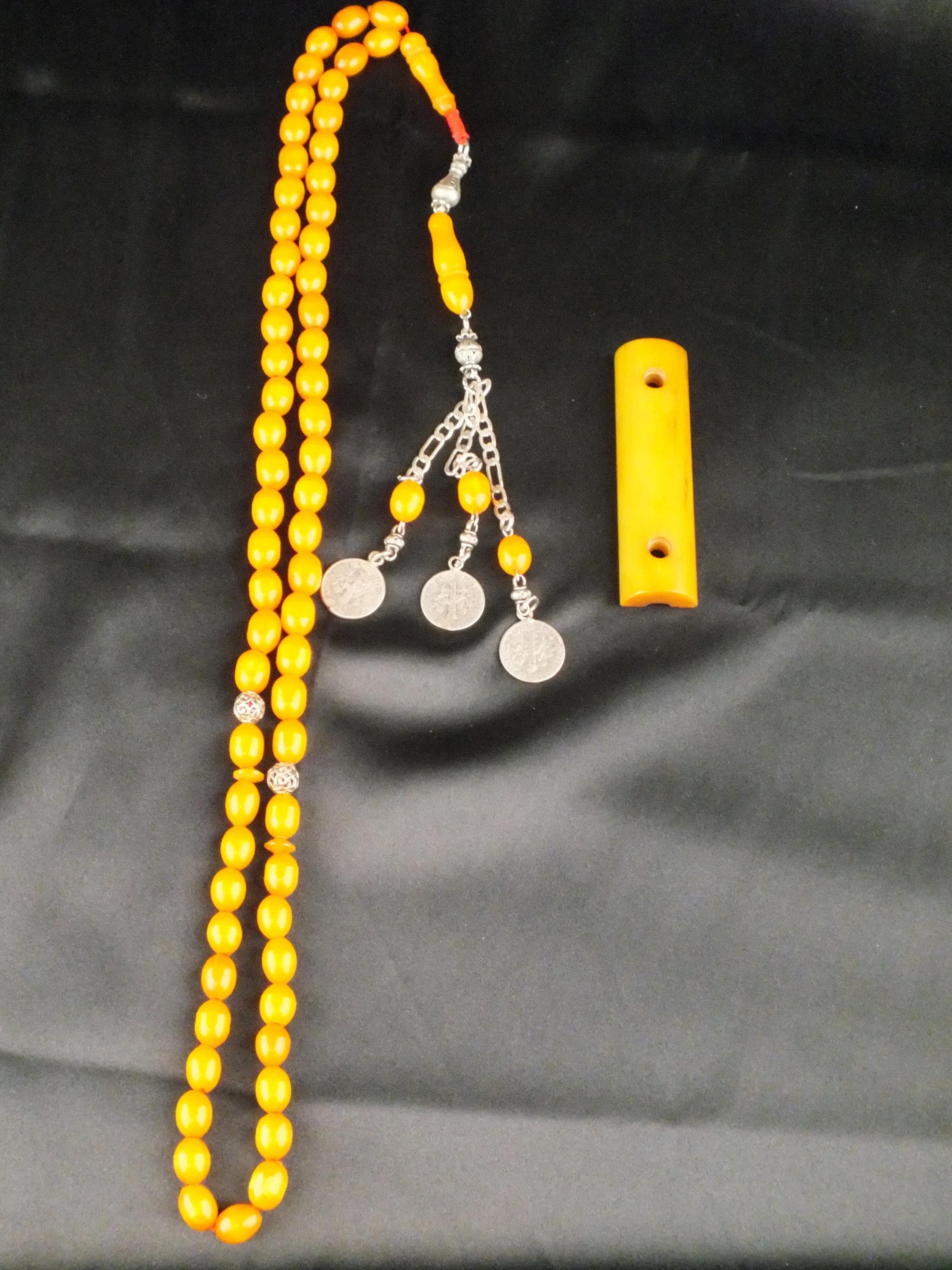 Beautiful antique genuine Bakelite Islamic hand made Rosary beads (misbah) with 925 silver antique tassel (shurabba) - image 3