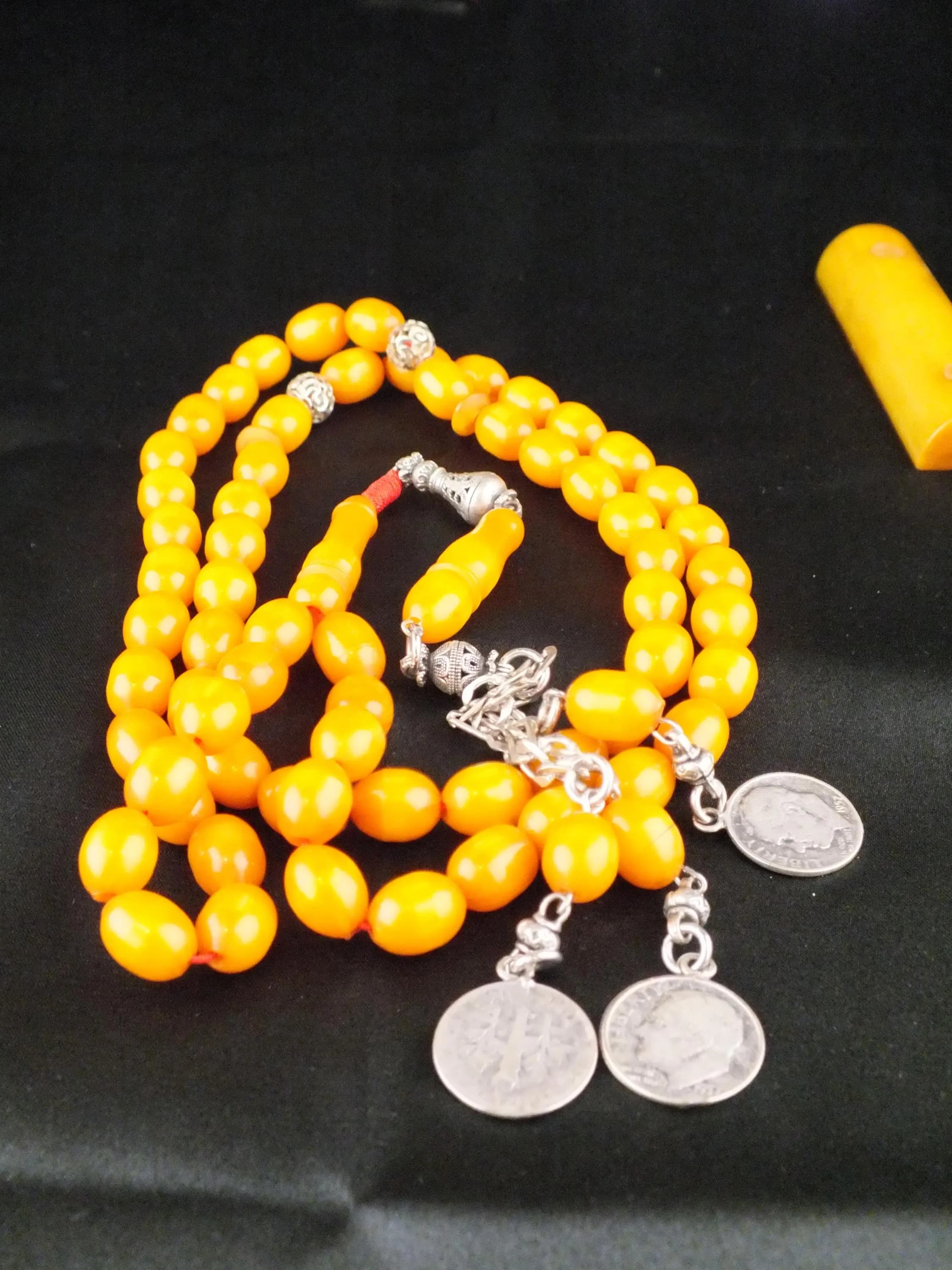 Beautiful antique genuine Bakelite Islamic hand made Rosary beads (misbah) with 925 silver antique tassel (shurabba) - image 4