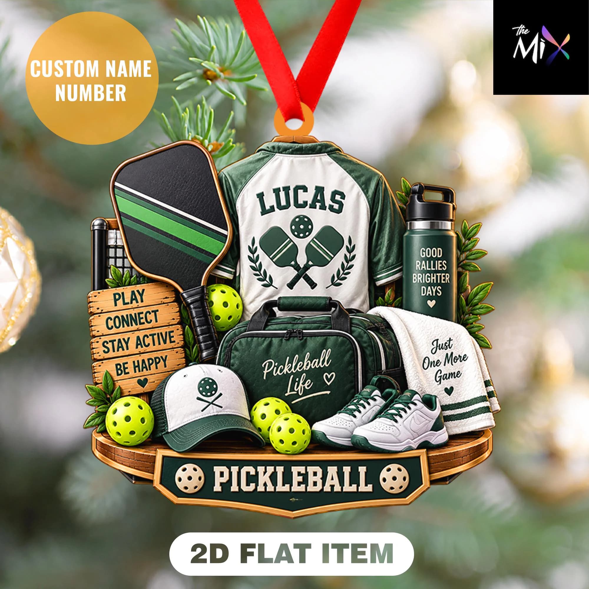 Personalized Pickleball Christmas Ornament, Sports Ornament, Pickleball Player Gift, Athlete Keepsake, Sports Christmas Decor