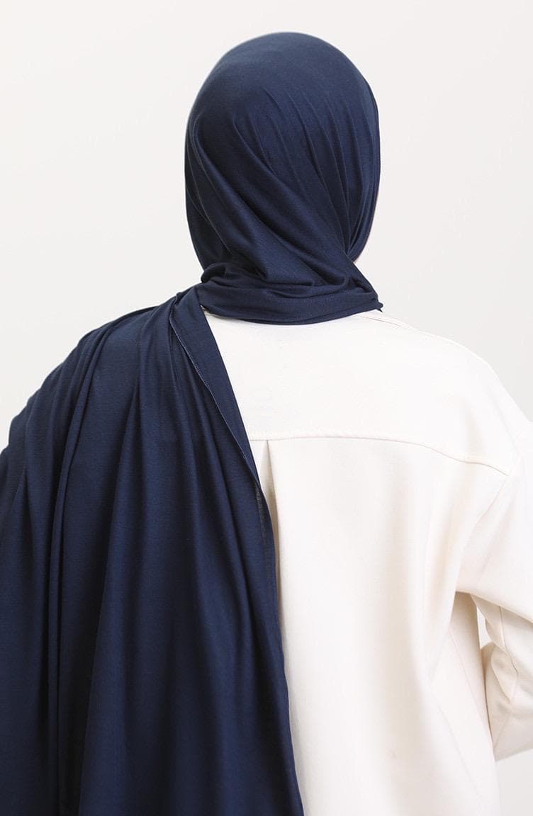 Navy Jersey Hijab: Beginner-Friendly, Soft & Stretchy, Made in Turkey - image 4