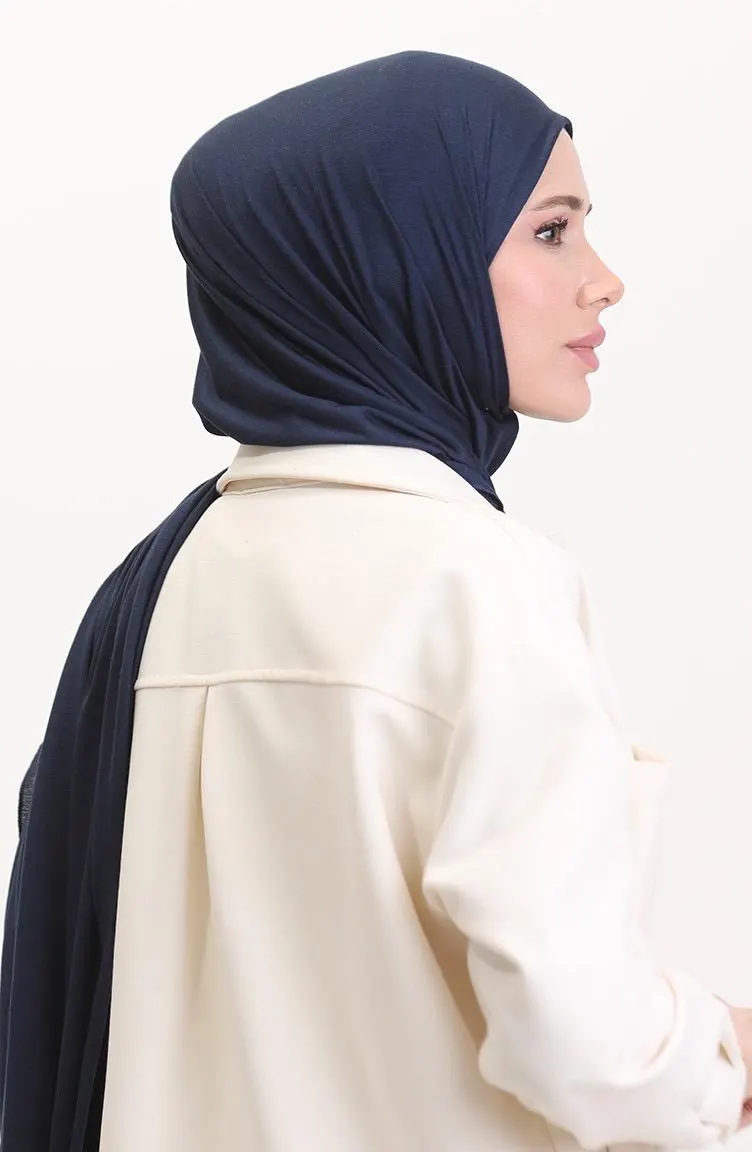 Navy Jersey Hijab: Beginner-Friendly, Soft & Stretchy, Made in Turkey - image 3