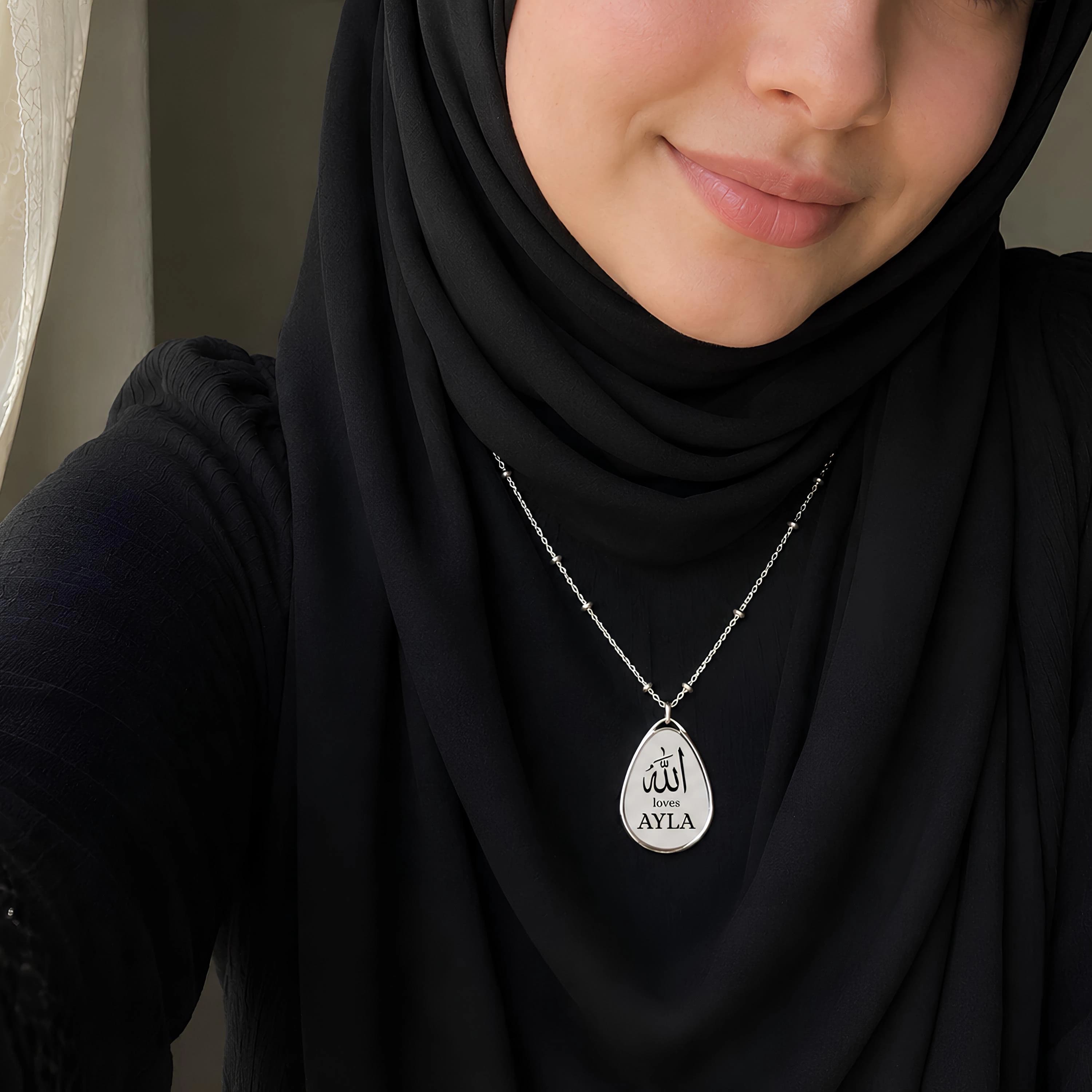 Personalized Allah Loves You Necklace | Personalized Islamic Gift for Her | Custom Muslim Name Necklace | Bismillah Gift - image 3